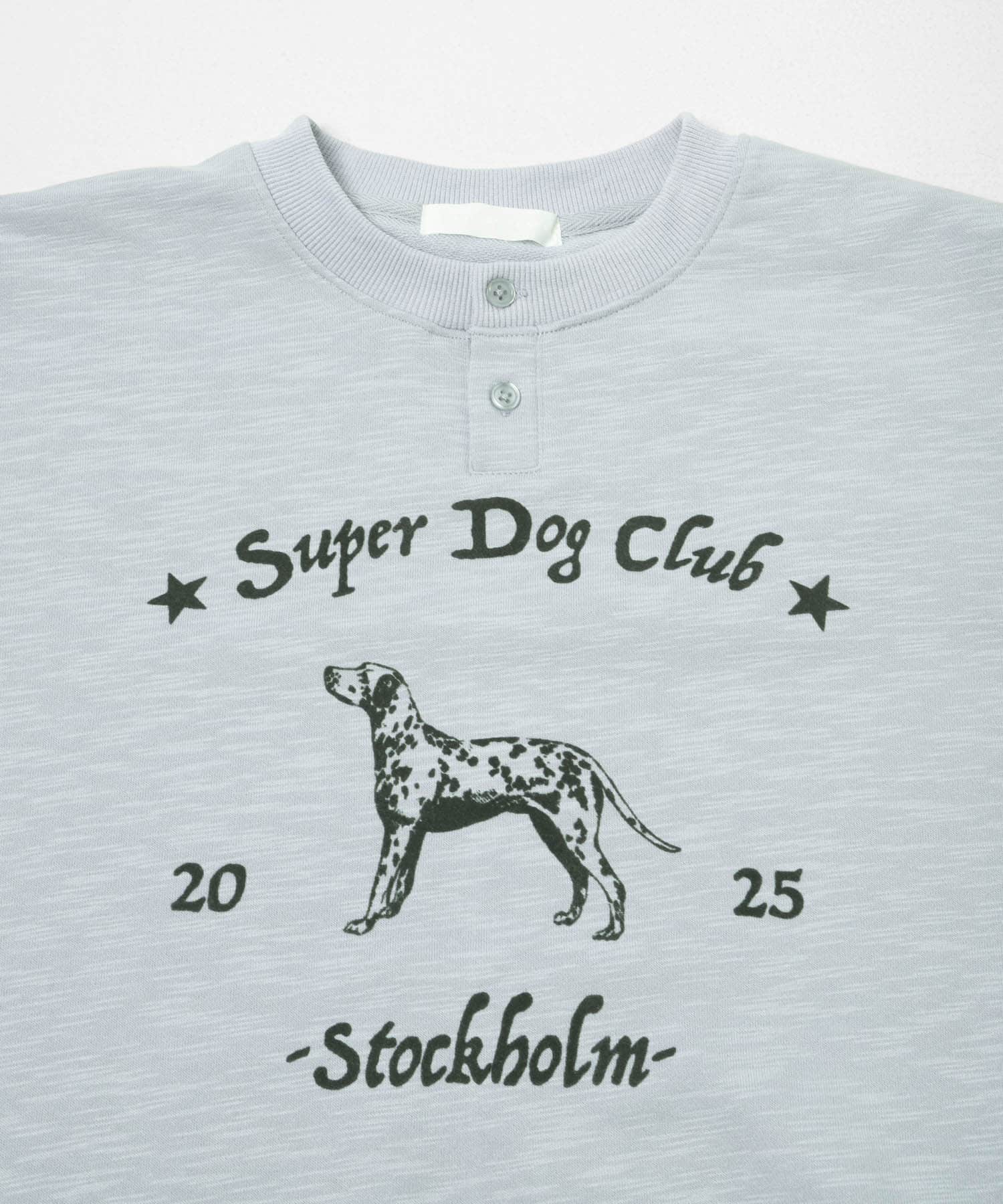 ヴィンテージグラフィックヘンリーネックTシャツ L.BLUE M