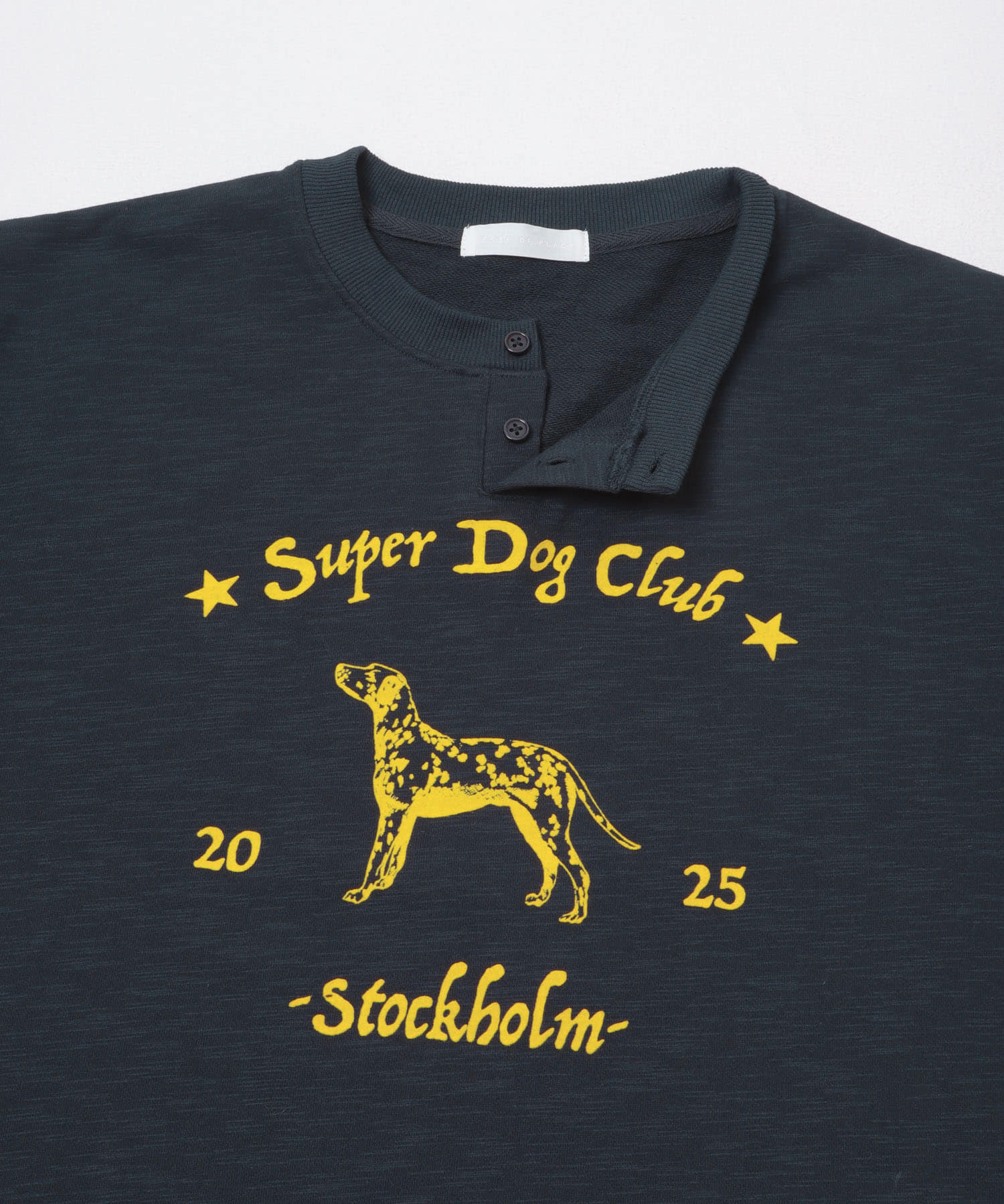 ヴィンテージグラフィックヘンリーネックTシャツ NAVY M