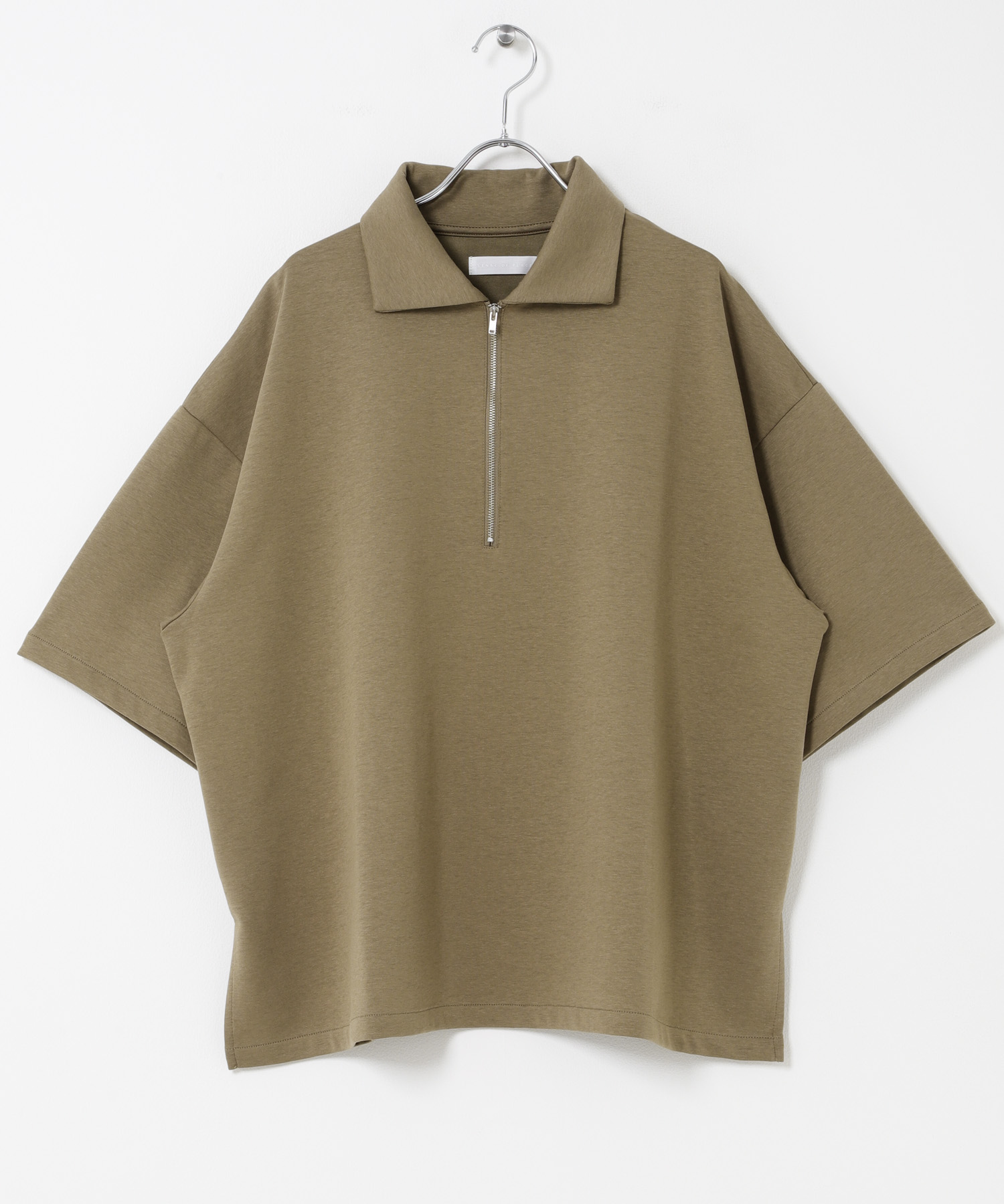 ダンボールポンチハーフジップショートスリーブTシャツ BEIGE M