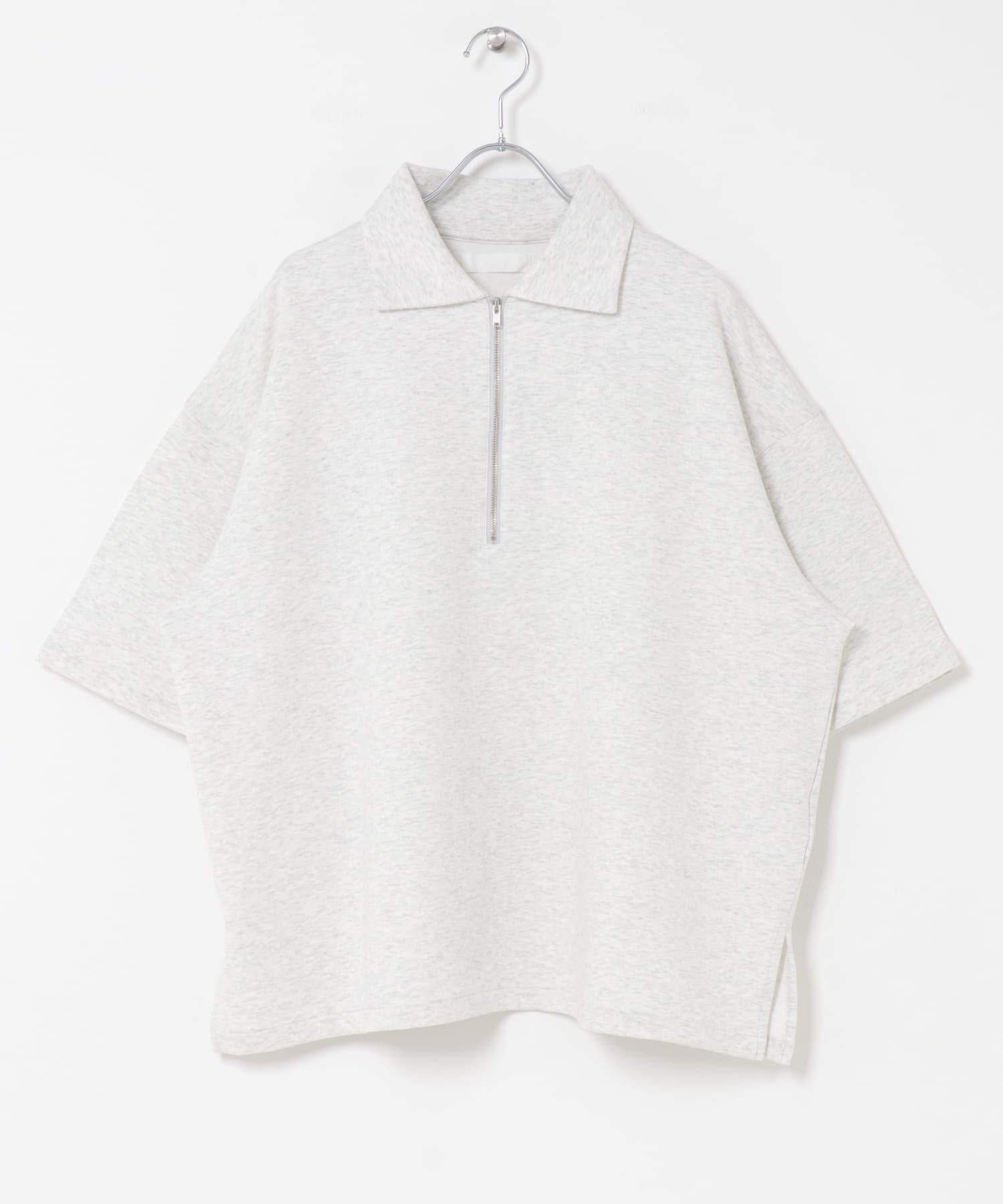 ダンボールポンチハーフジップショートスリーブTシャツ TOP GRAY M