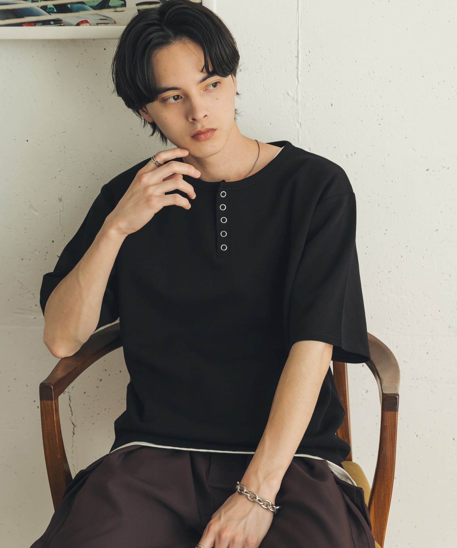アソートヘンリーネックショートスリーブTシャツ