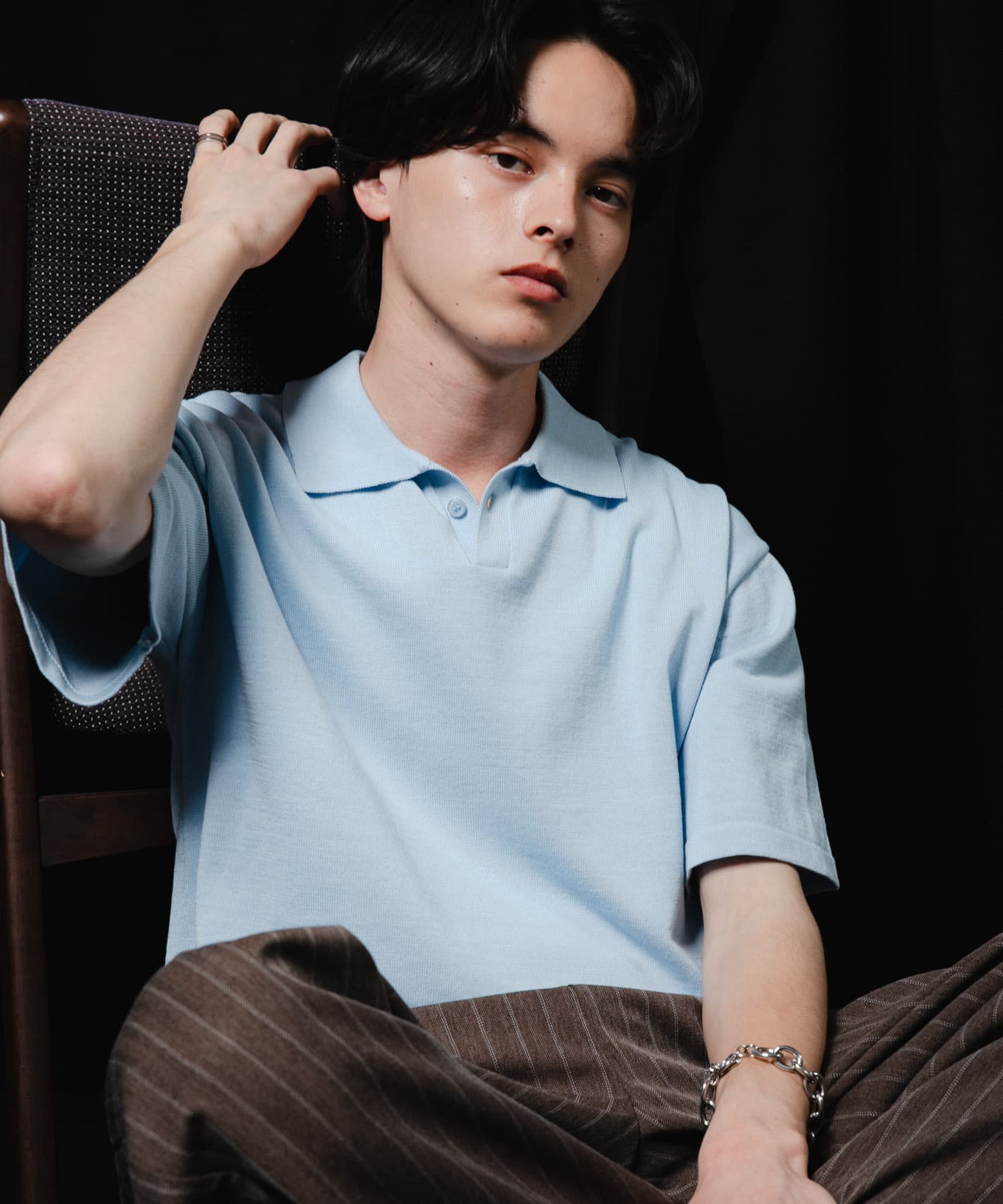 『洗濯可』ドライタッチスキッパーニットTシャツ
