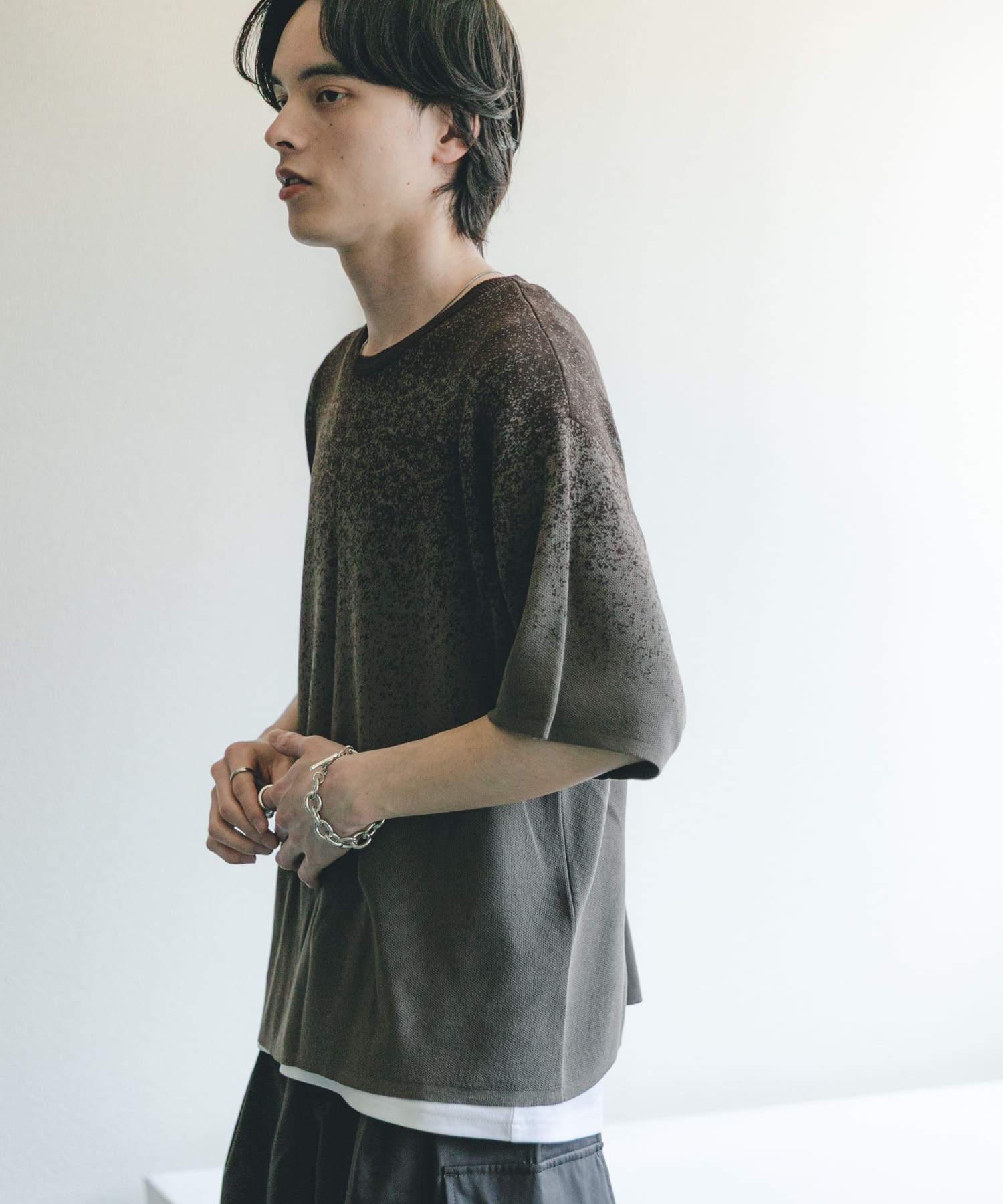 『洗濯可』エクストラルーズスプラッシュニットTシャツ