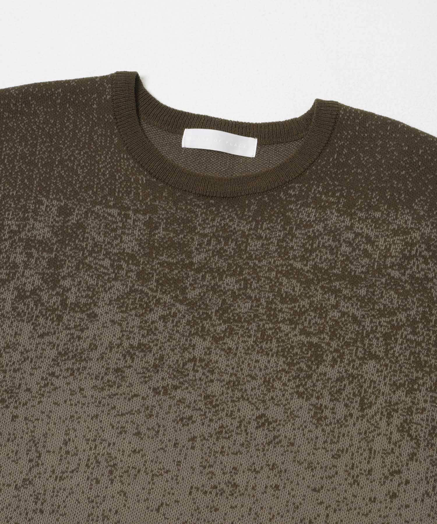 『洗濯可』エクストラルーズスプラッシュニットTシャツ BRN×BEG M