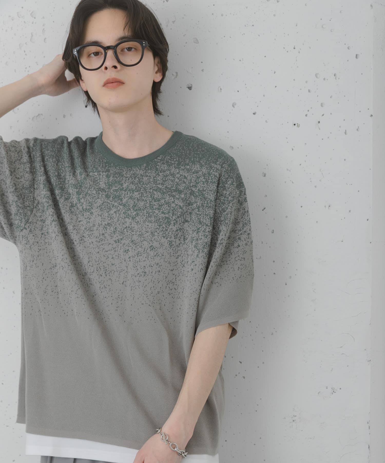 『洗濯可』エクストラルーズスプラッシュニットTシャツ