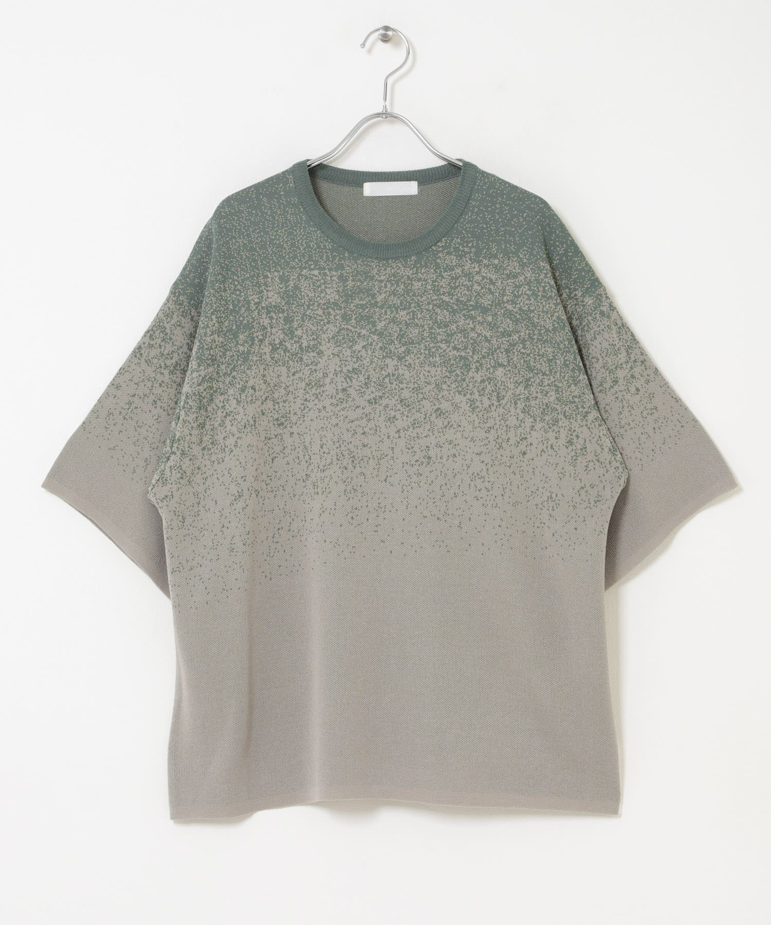 『洗濯可』エクストラルーズスプラッシュニットTシャツ MNT×GRY M
