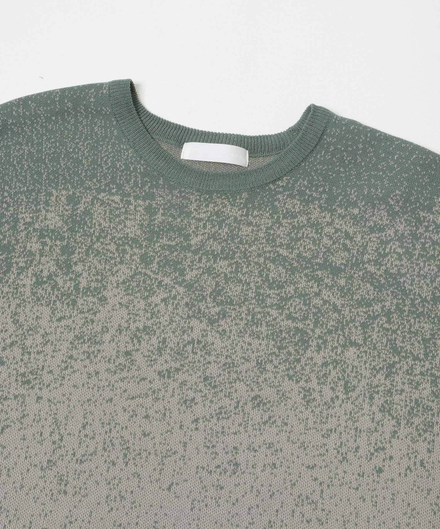 『洗濯可』エクストラルーズスプラッシュニットTシャツ MNT×GRY M