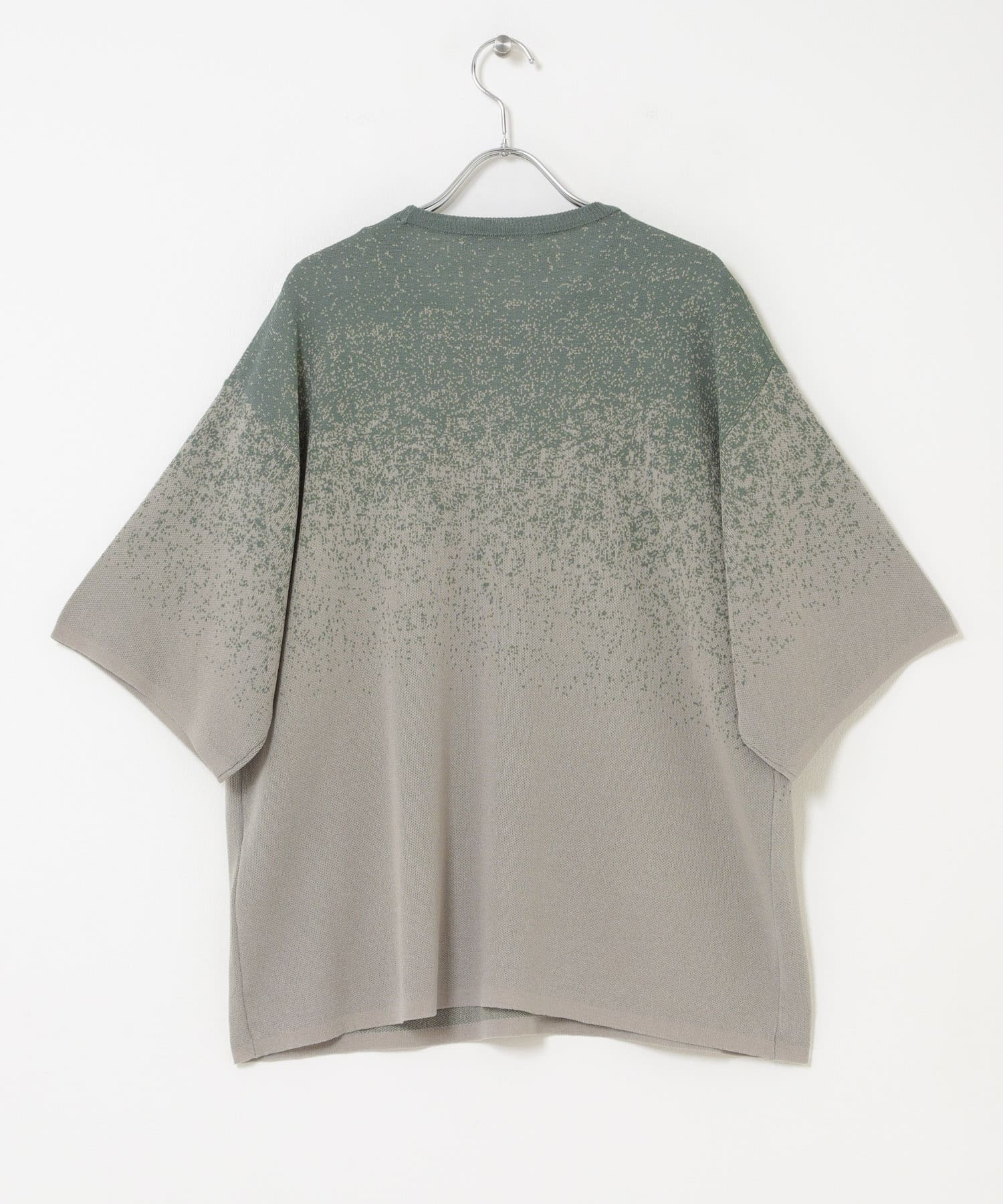 『洗濯可』エクストラルーズスプラッシュニットTシャツ MNT×GRY M