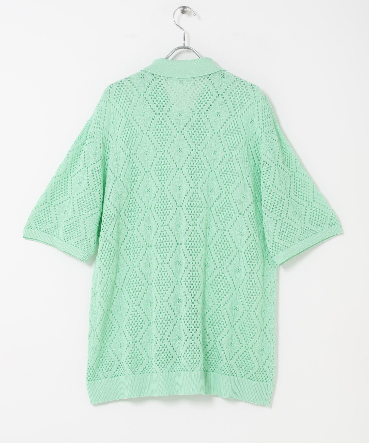 『洗濯可』ドライタッチメッシュシャツカーディガン MINT M