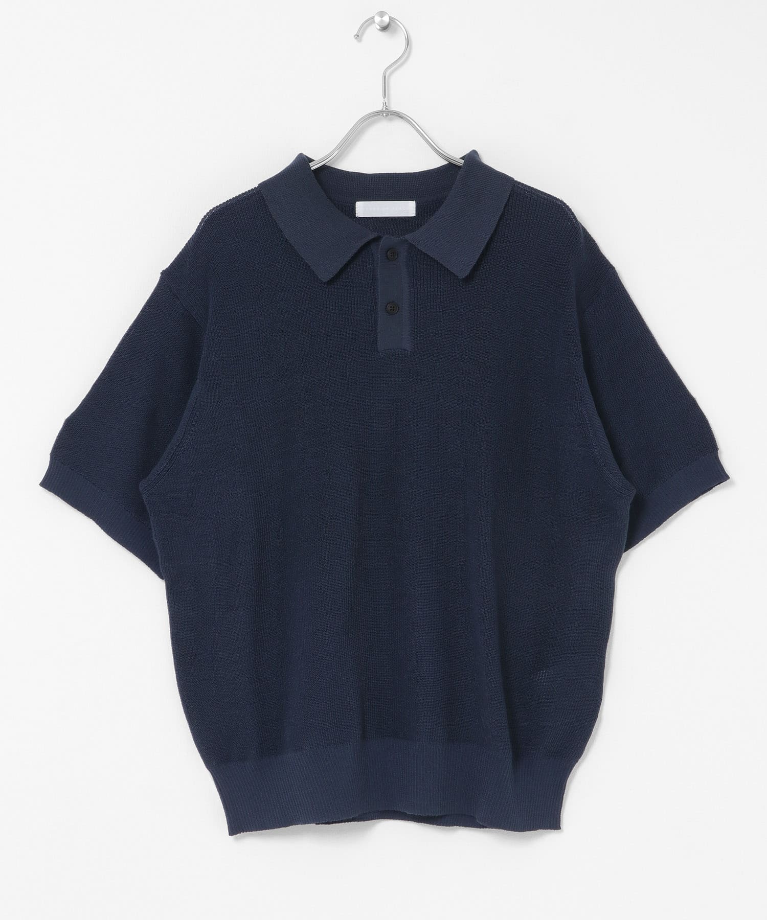 『洗濯可』エアリーメランジニットポロシャツ NAVY M