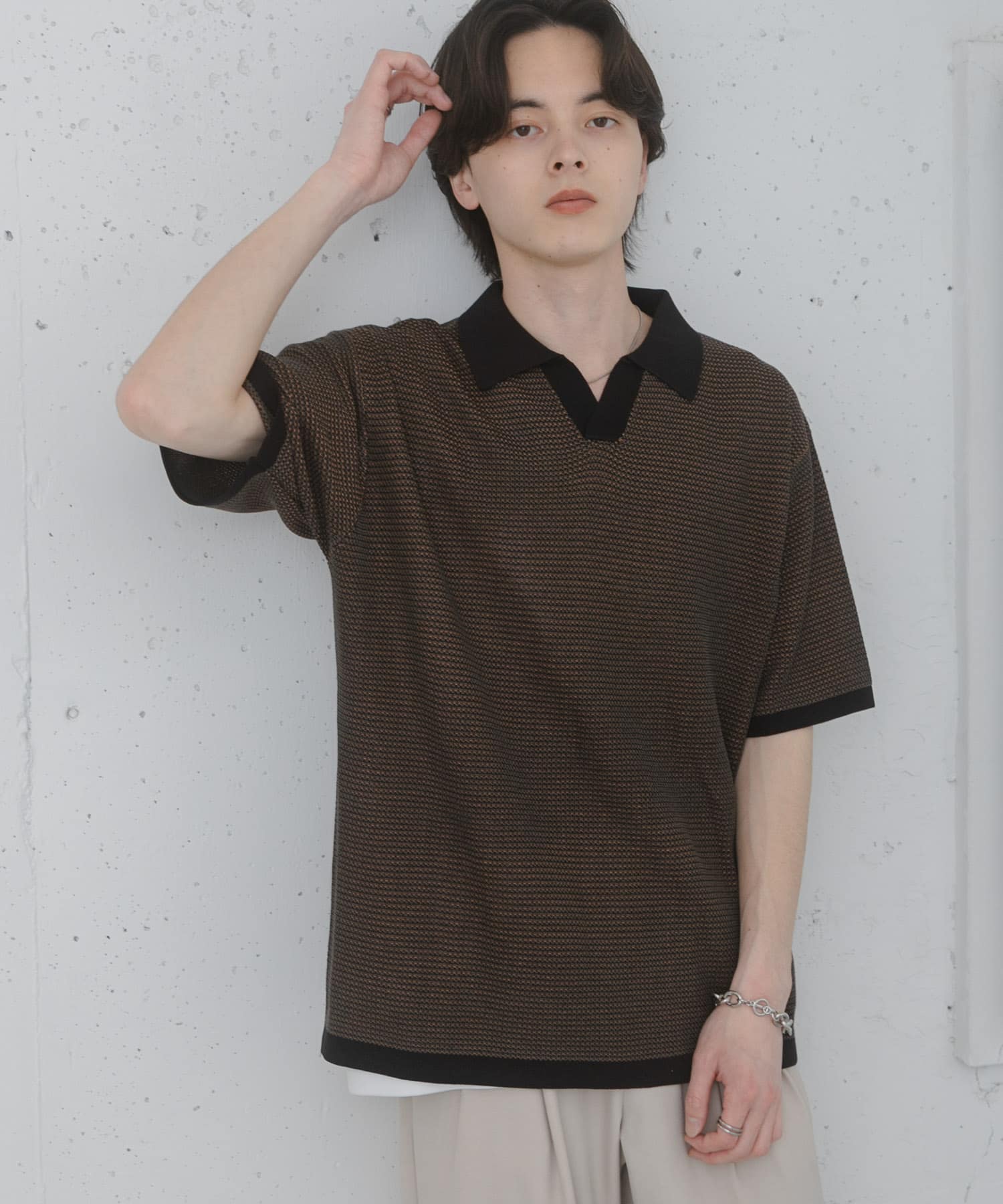 【新品同様】ENCOMING スキッパーニット 洗濯可』ミックススキッパーニット(M L.GRAY): トップス｜URBAN