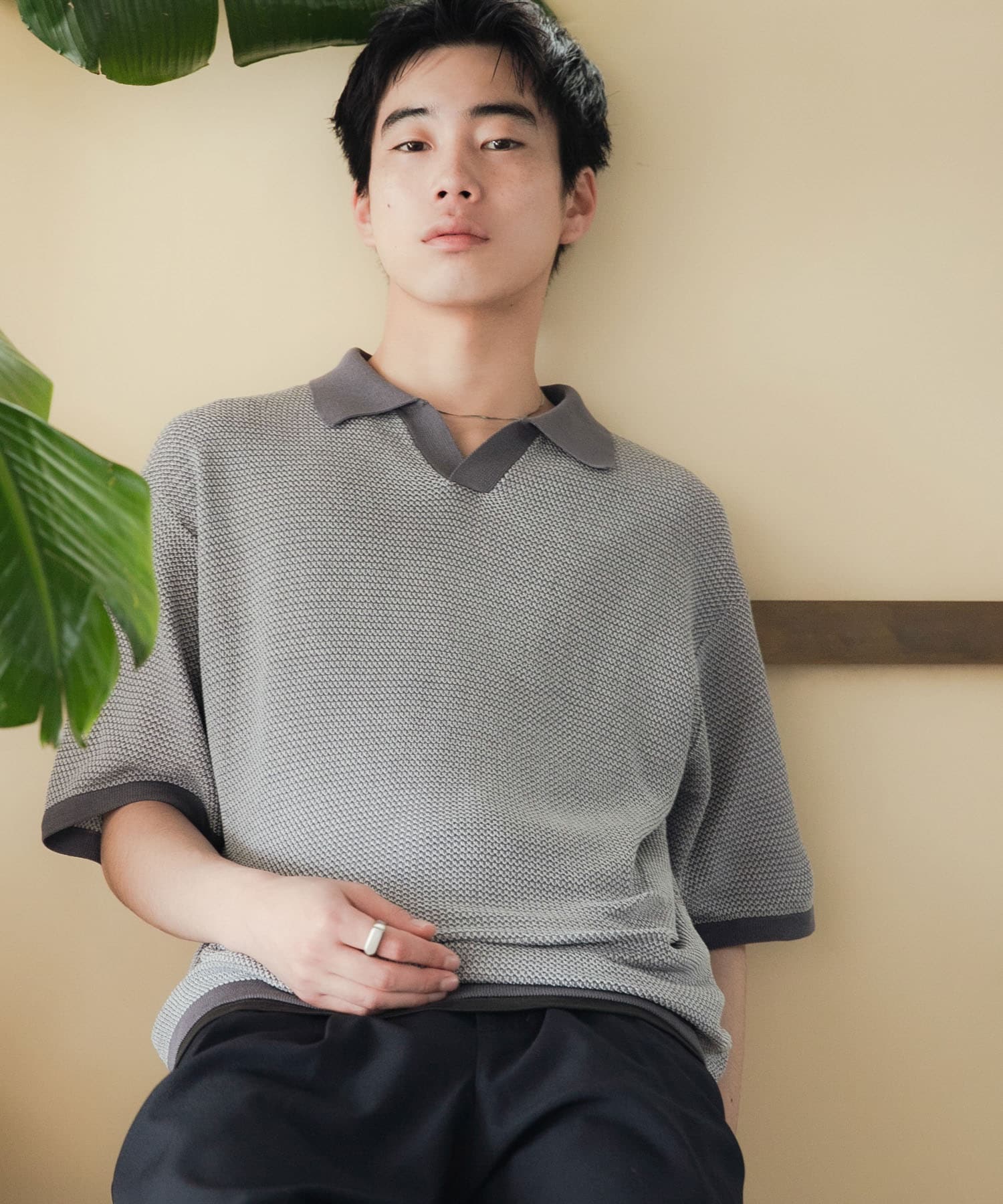 『洗濯可』ミックススキッパーニット