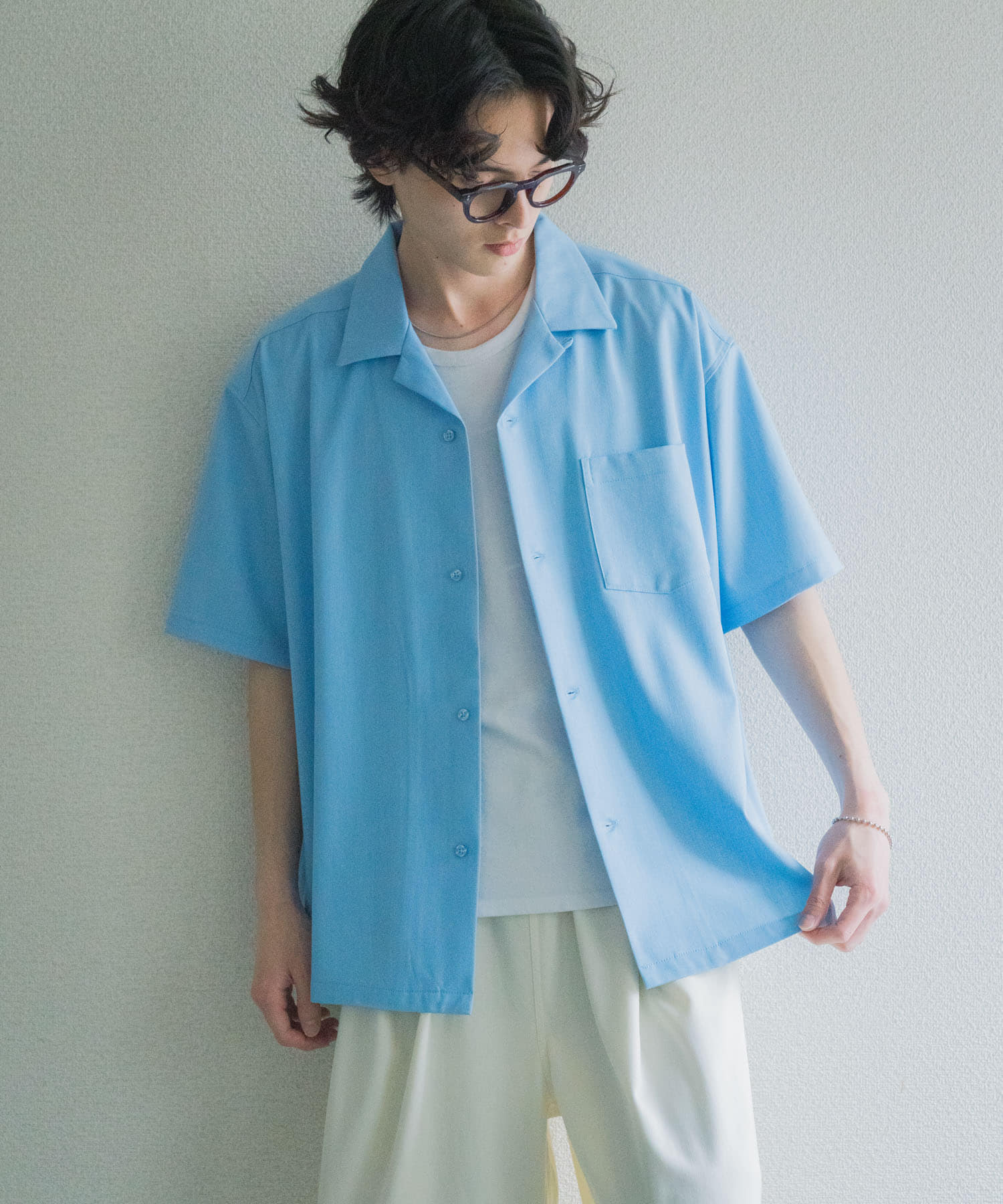 シャンブレーオープンカラーシャツ(M BLUE): トップス｜URBAN RESEARCH