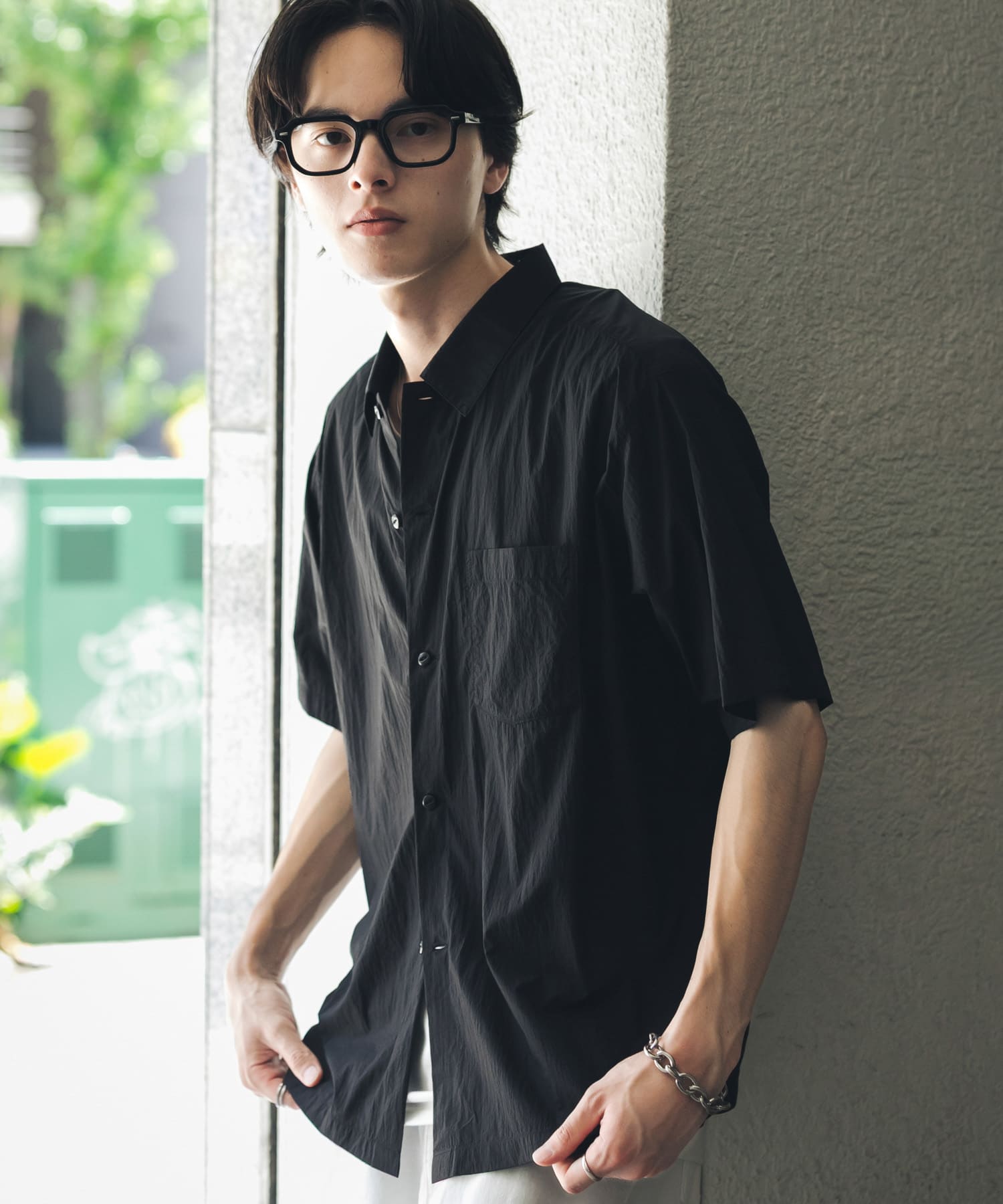 シアーリップショートスリーブシャツ(M BLACK): トップス｜URBAN