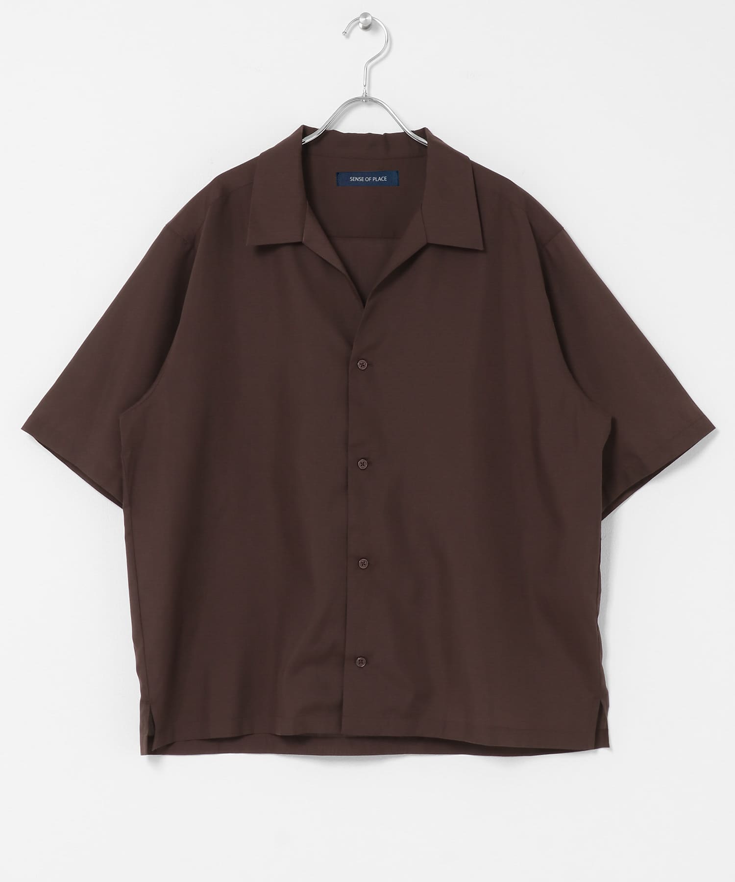 『イージーケア』シアースキッパーショートスリーブシャツ BROWN M