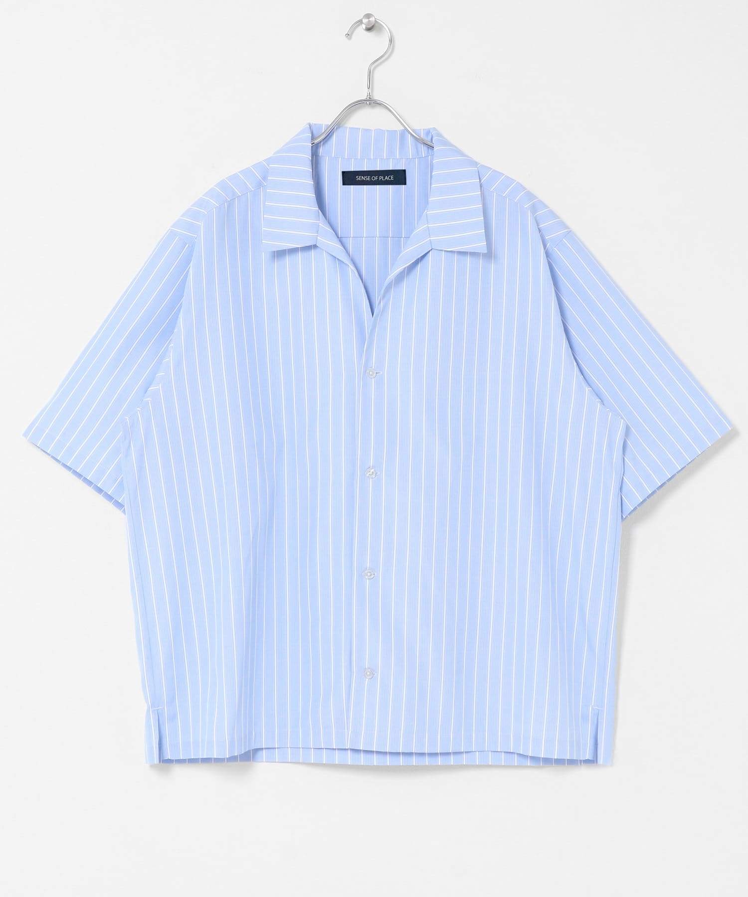 『イージーケア』シアースキッパーショートスリーブシャツ BLU STRIPE M