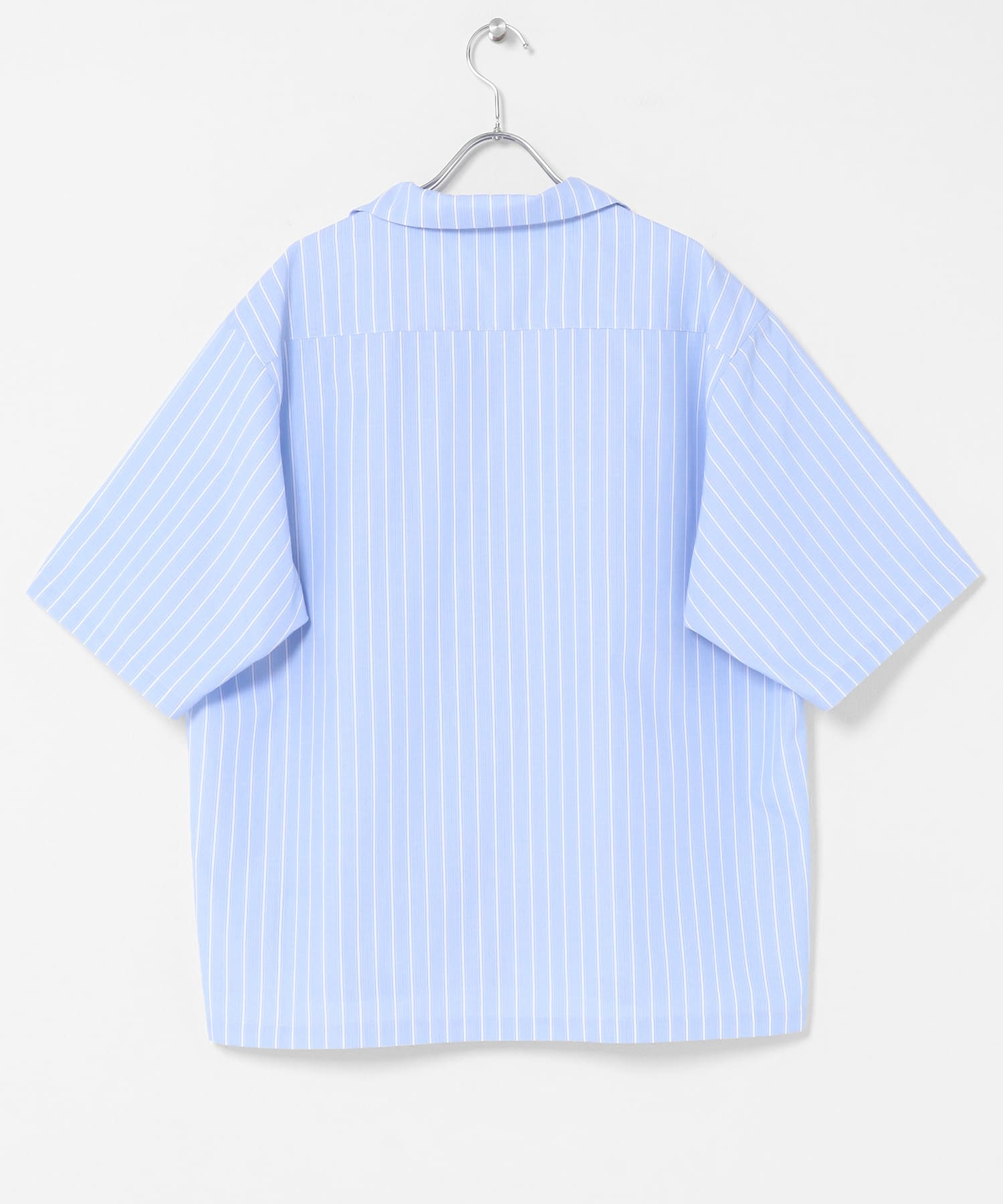 『イージーケア』シアースキッパーショートスリーブシャツ BLU STRIPE M