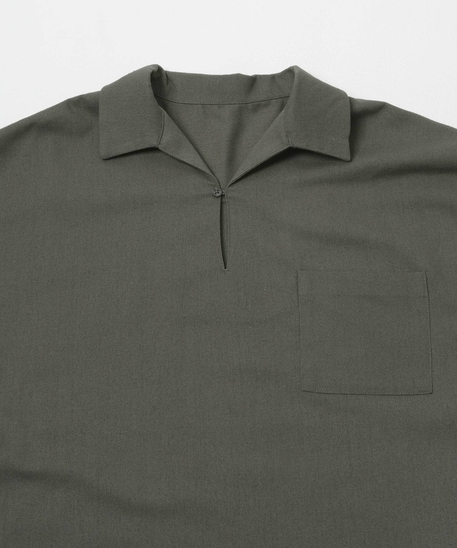 リネンブレンドプルオーバーショートスリーブシャツ GRAY M