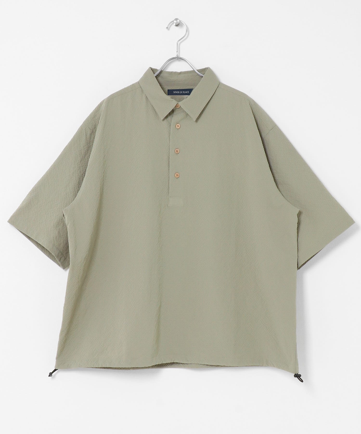 ルーズドロストプルオーバーシャツ GREEN M