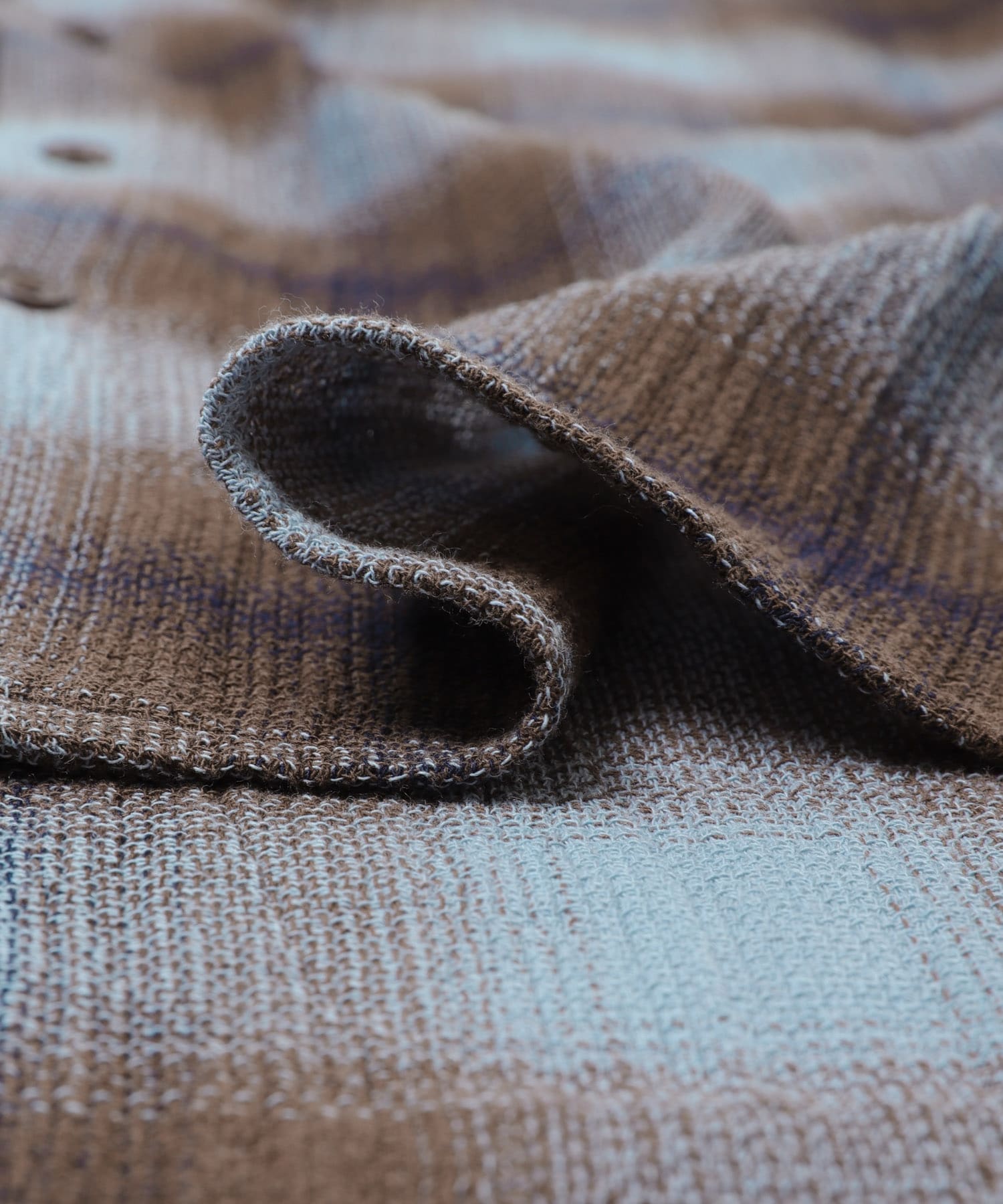 オンブレーチェックレギュラーカラーシャツ BLUE M