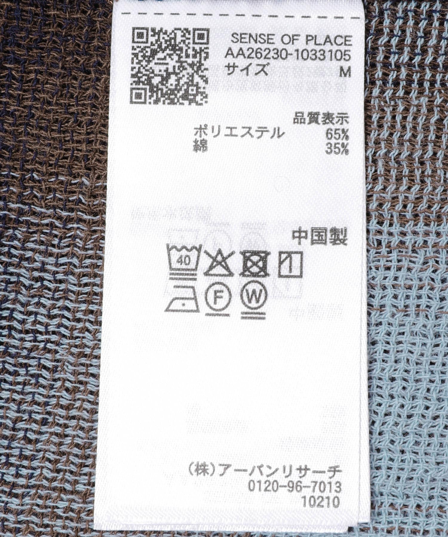 オンブレーチェックレギュラーカラーシャツ BLUE M