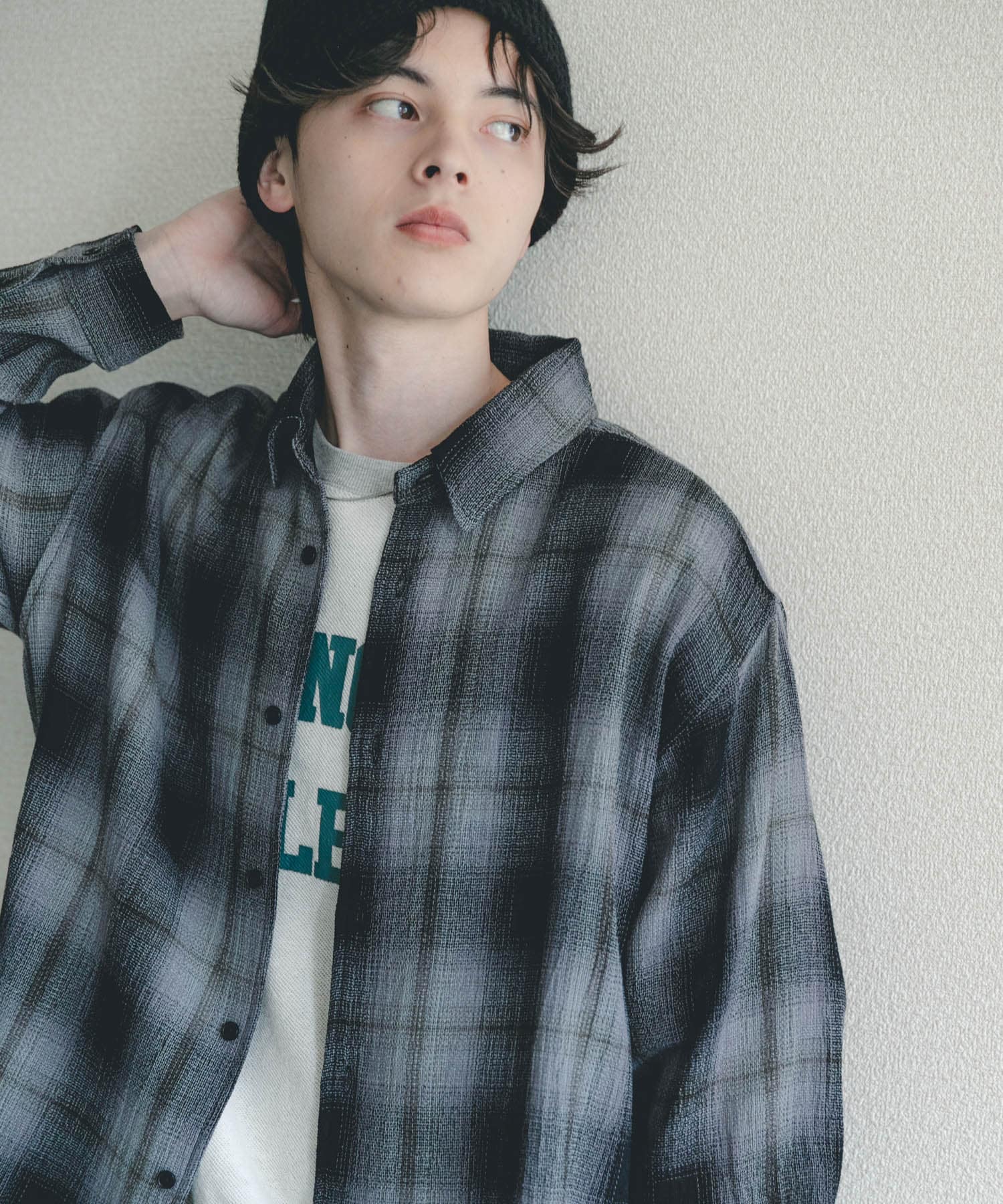 オンブレーチェックレギュラーカラーシャツ