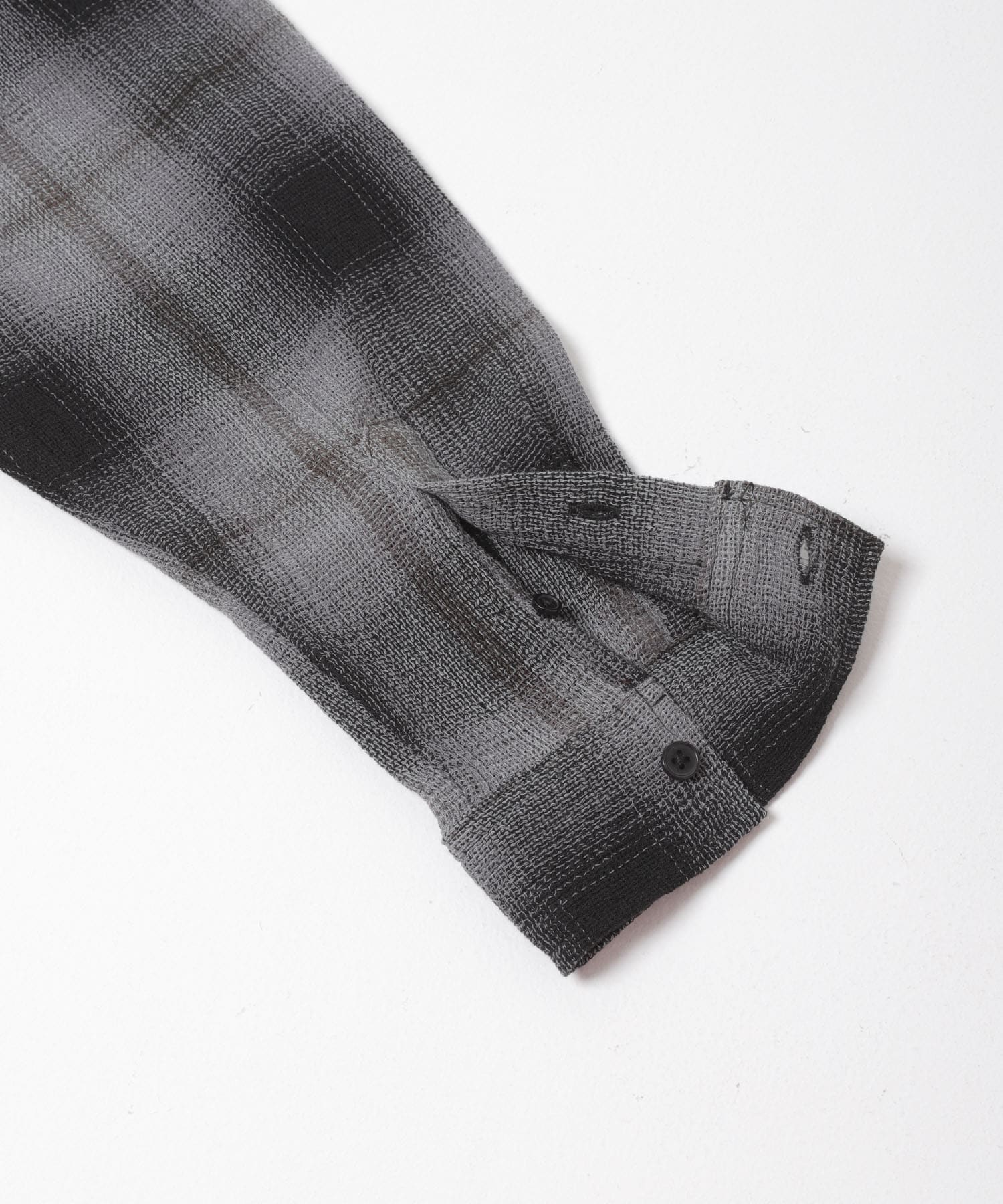 オンブレーチェックレギュラーカラーシャツ BLACK M
