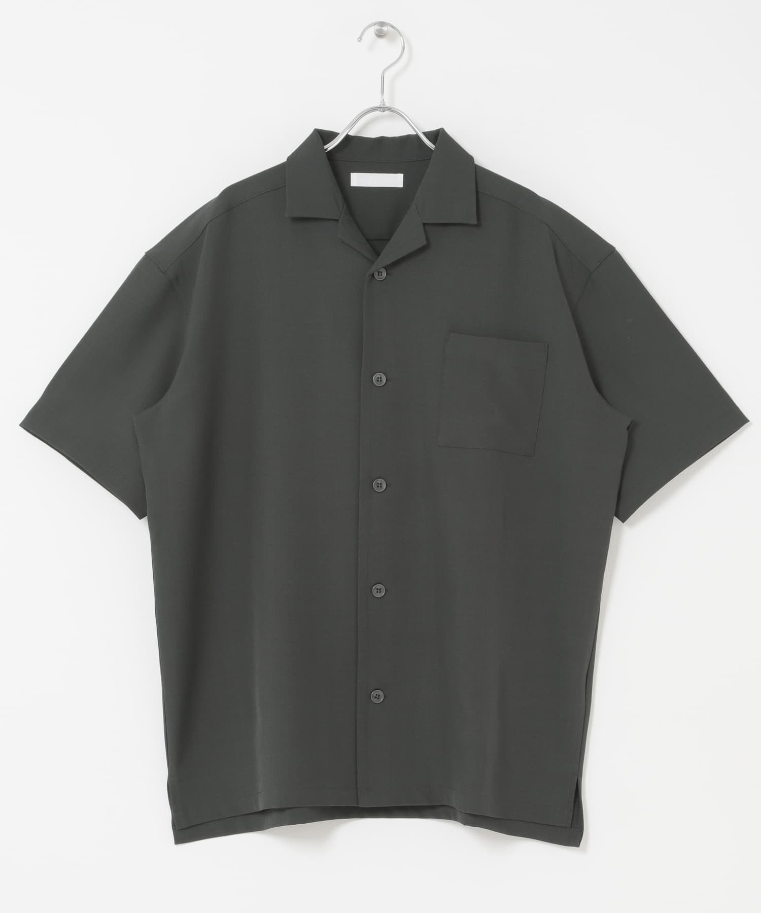 『速乾』ドライタッチオープンカラールーズショートスリーブシャツ CHARCOAL S