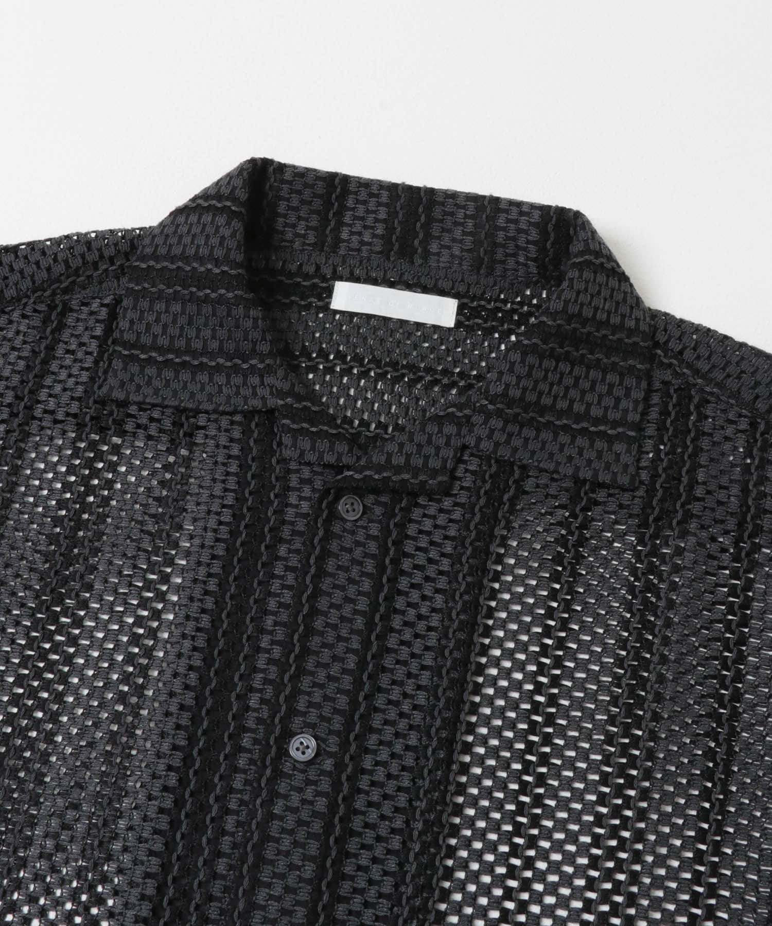 アソートレースオープンカラーショートスリーブシャツ GRY×BLK S