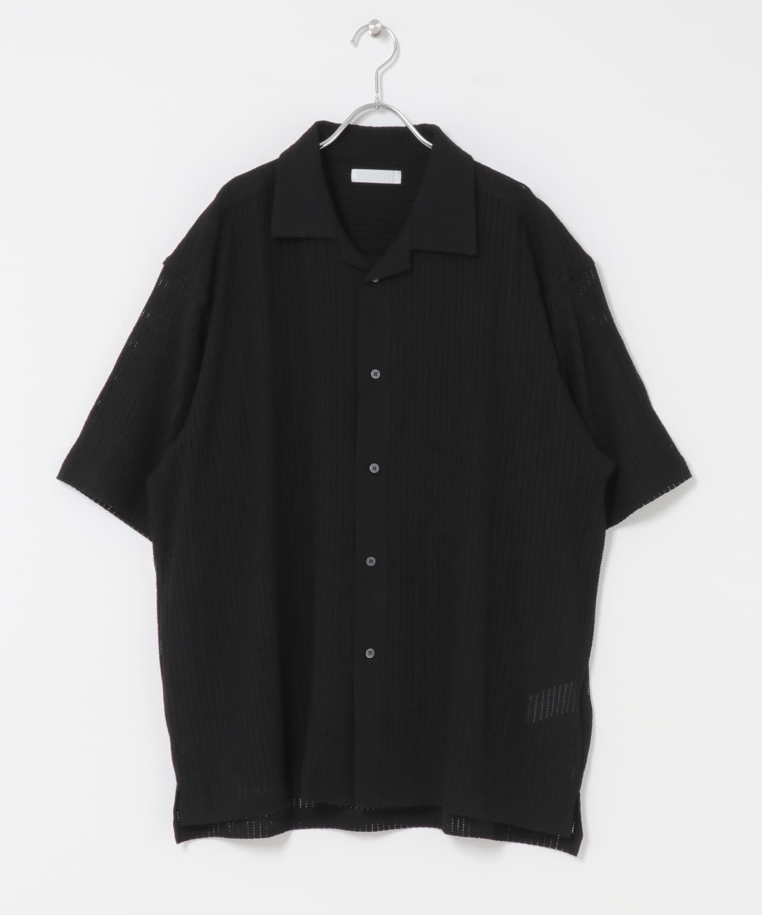 アソートレースオープンカラーショートスリーブシャツ BLACK S