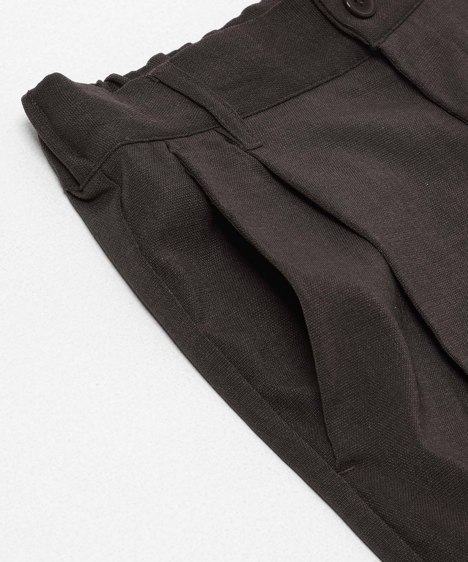 『イージーケア/速乾』リネンライクタックワイドスラックス CHARCOAL M