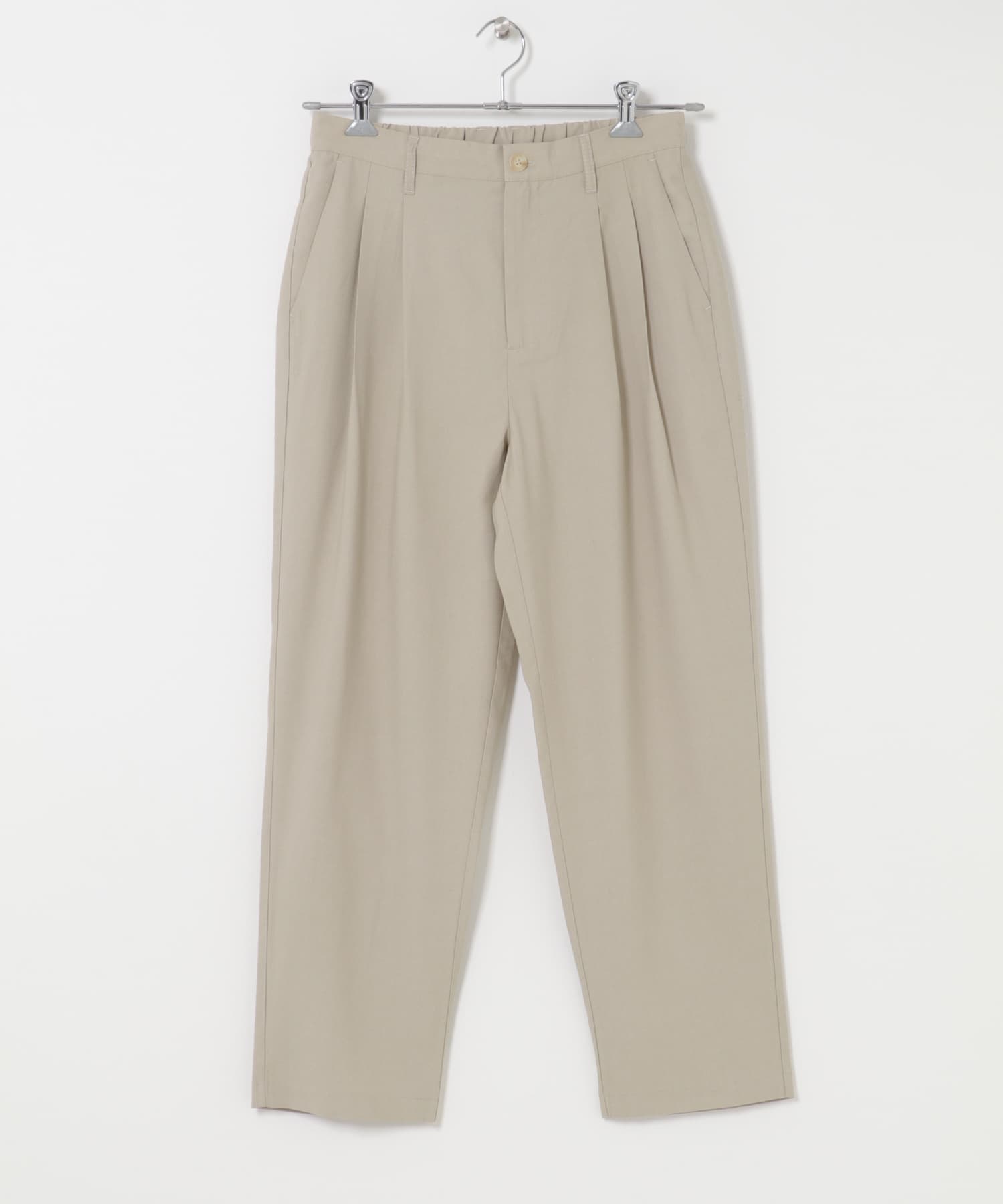 リネンブレンド2タックテーパードパンツ