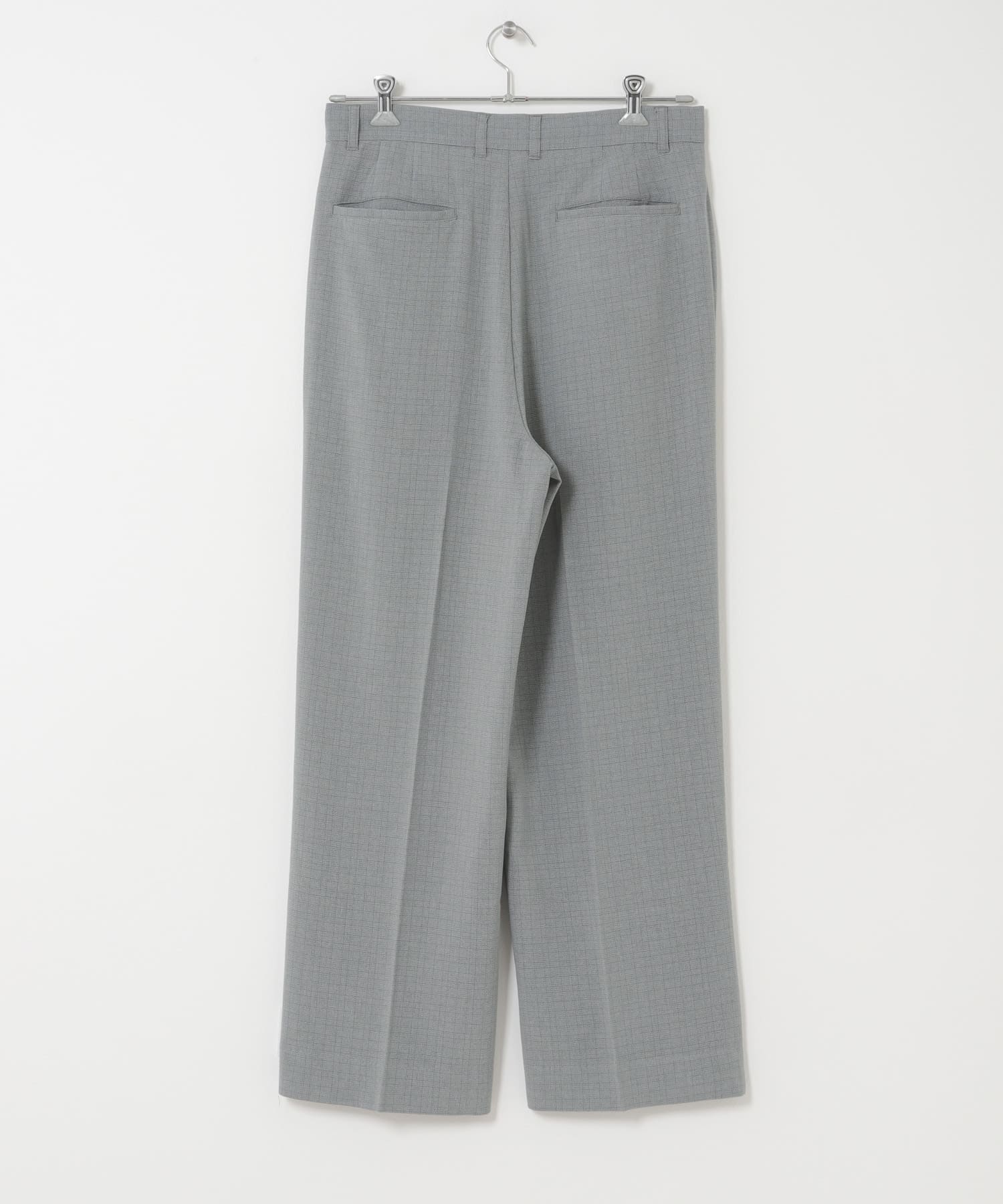 リネンライクマイクロチェックワイドスラックス(M GRAY): ボトム