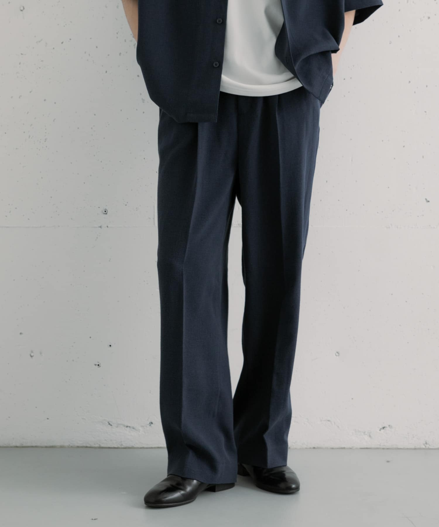 LIDNM ウールチェックワイドスラックス BRW(36) M リネンライクマイクロチェックワイドスラックス(M GRAY): ボトム