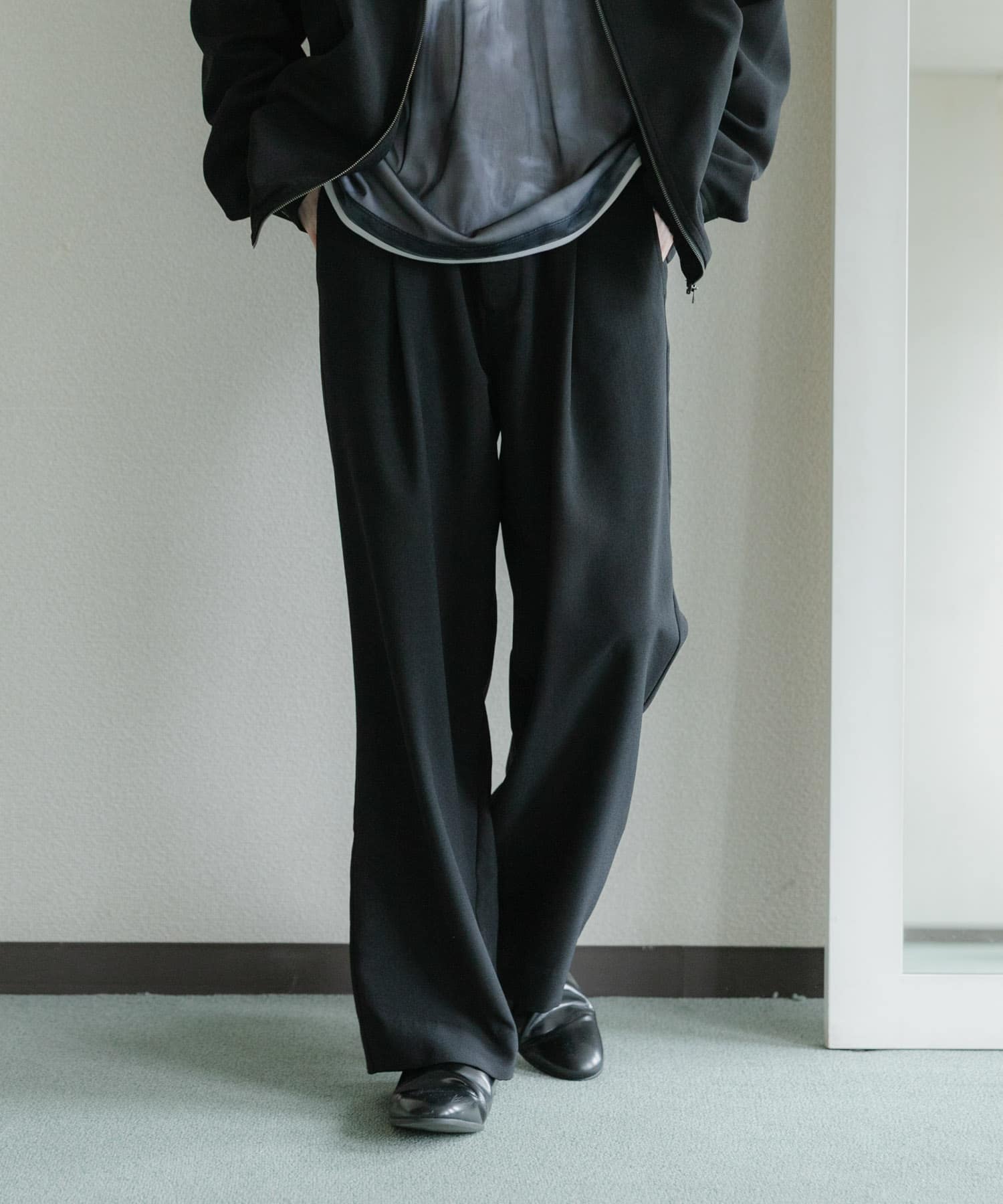 Sasquatchfabrix 18SS リネンライク パンツ BLACK M UR TECH DRYLUXE』リネンライクワイドパンツ(M BLACK): ボトム｜URBAN