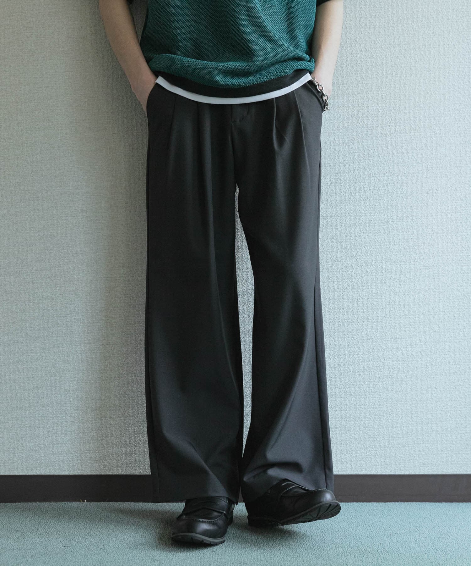 『速乾』ドライタッチ2タックワイドパンツ