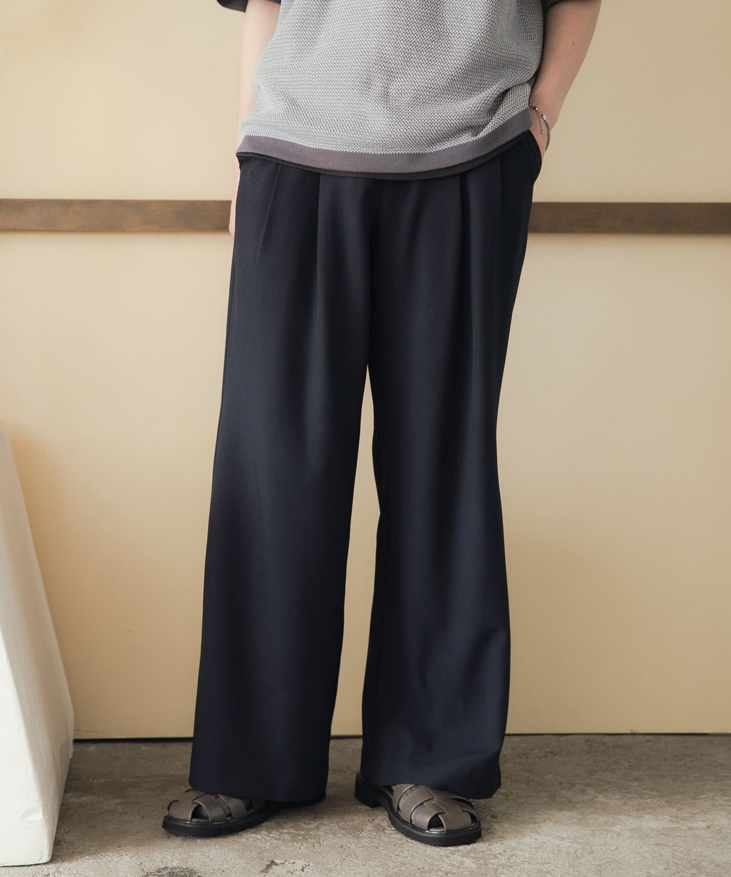 『速乾』ドライタッチ2タックワイドパンツ