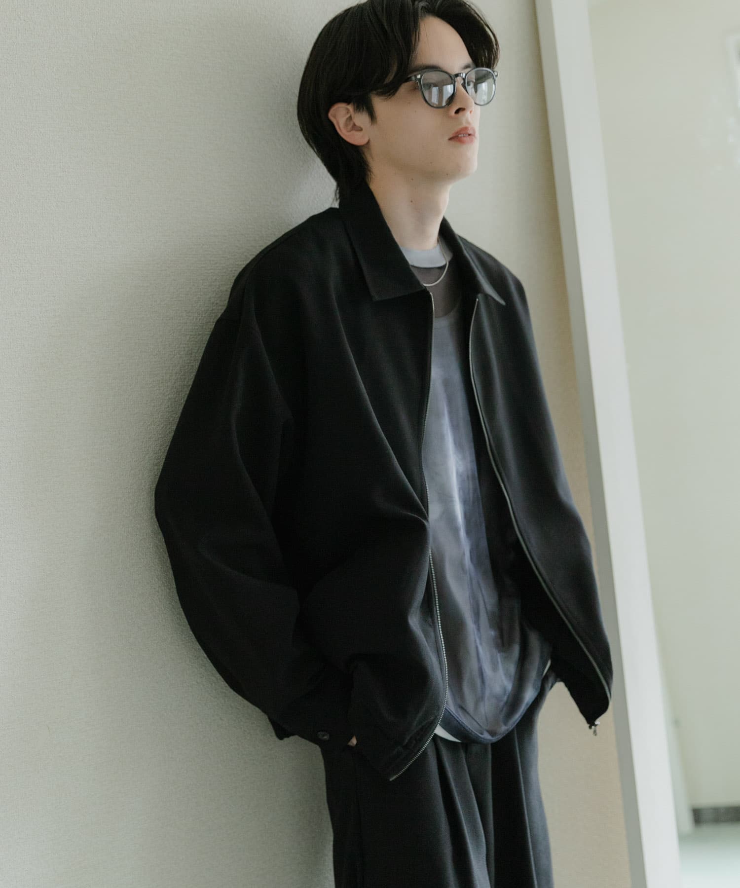 UR TECH DRYLUXE』リネンライクジップブルゾン(M BLACK): アウター