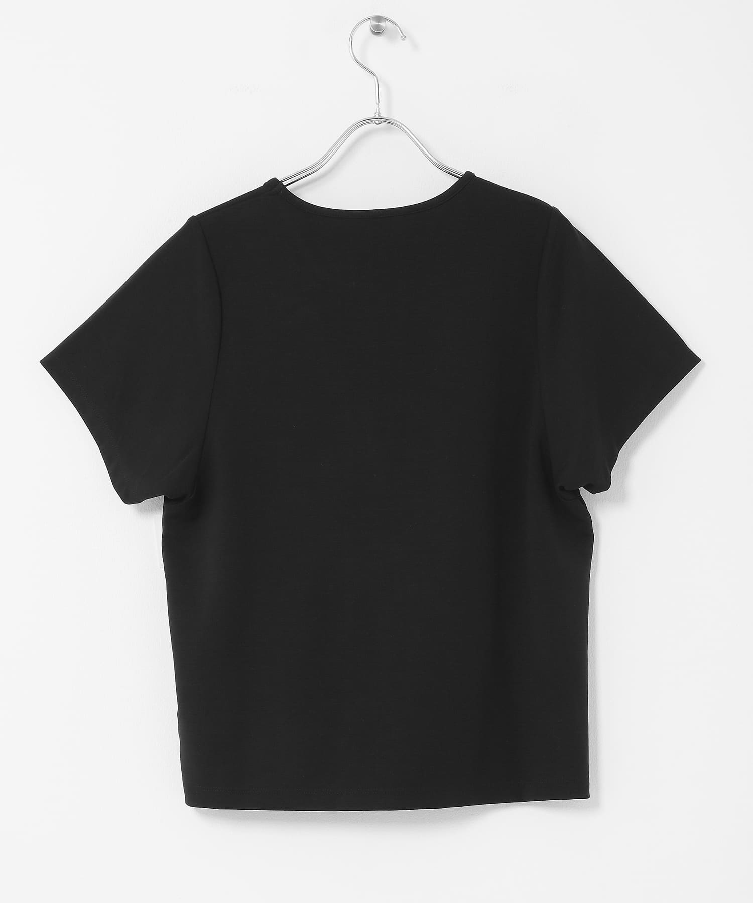 汗ジミ防止コクーンスリーブクルーネックTシャツ BLACK One