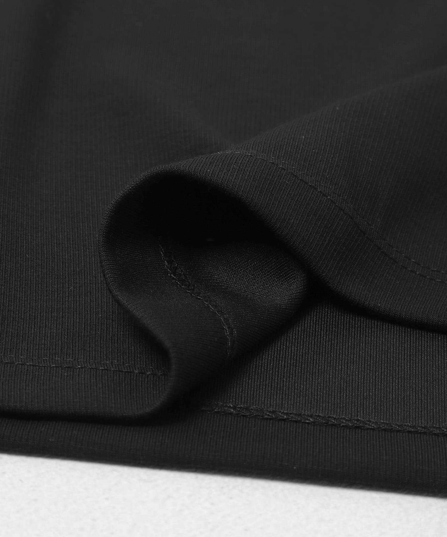 汗ジミ防止コクーンスリーブクルーネックTシャツ BLACK One