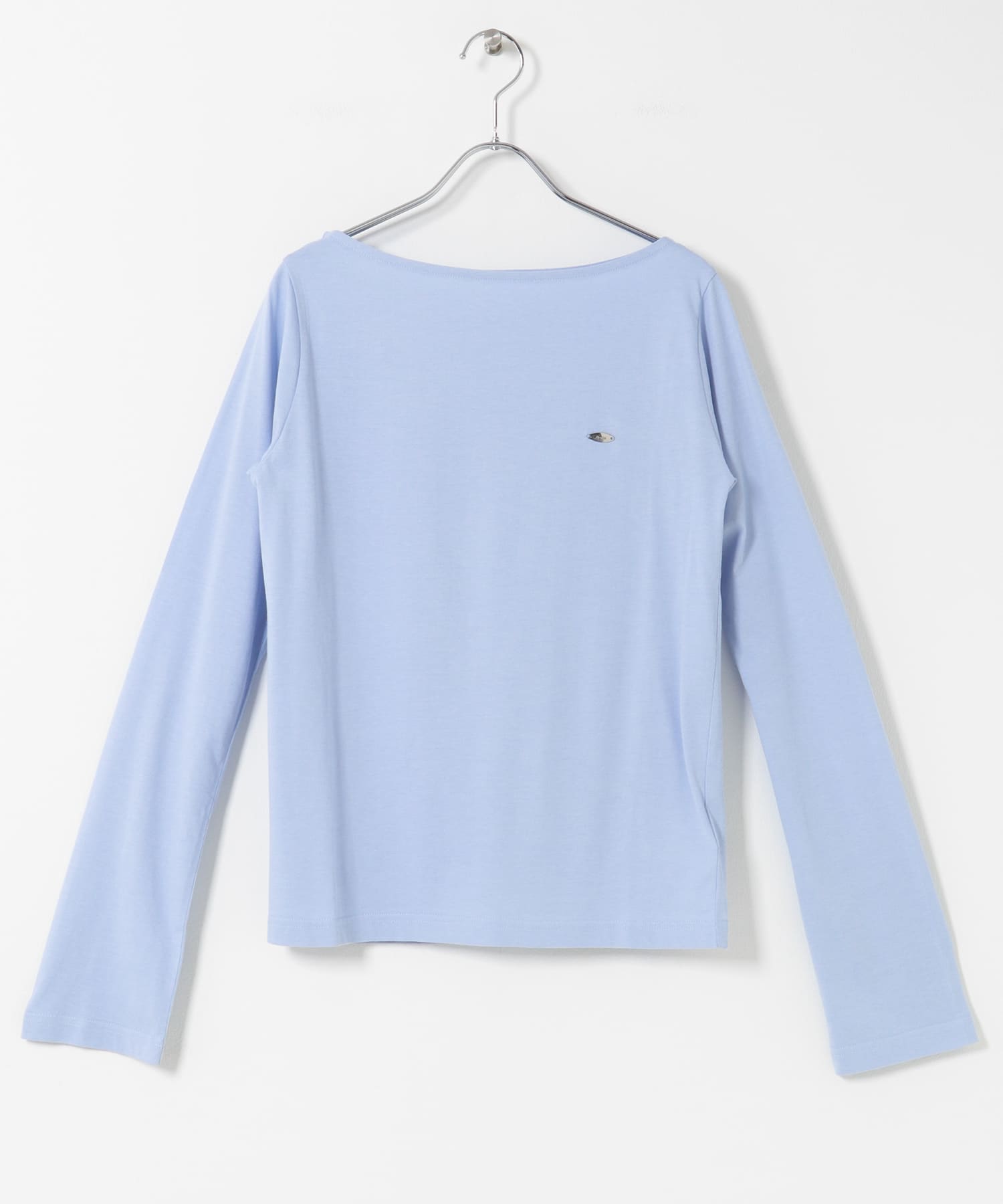 ストレートボートネックシアーTシャツ L.BLUE One
