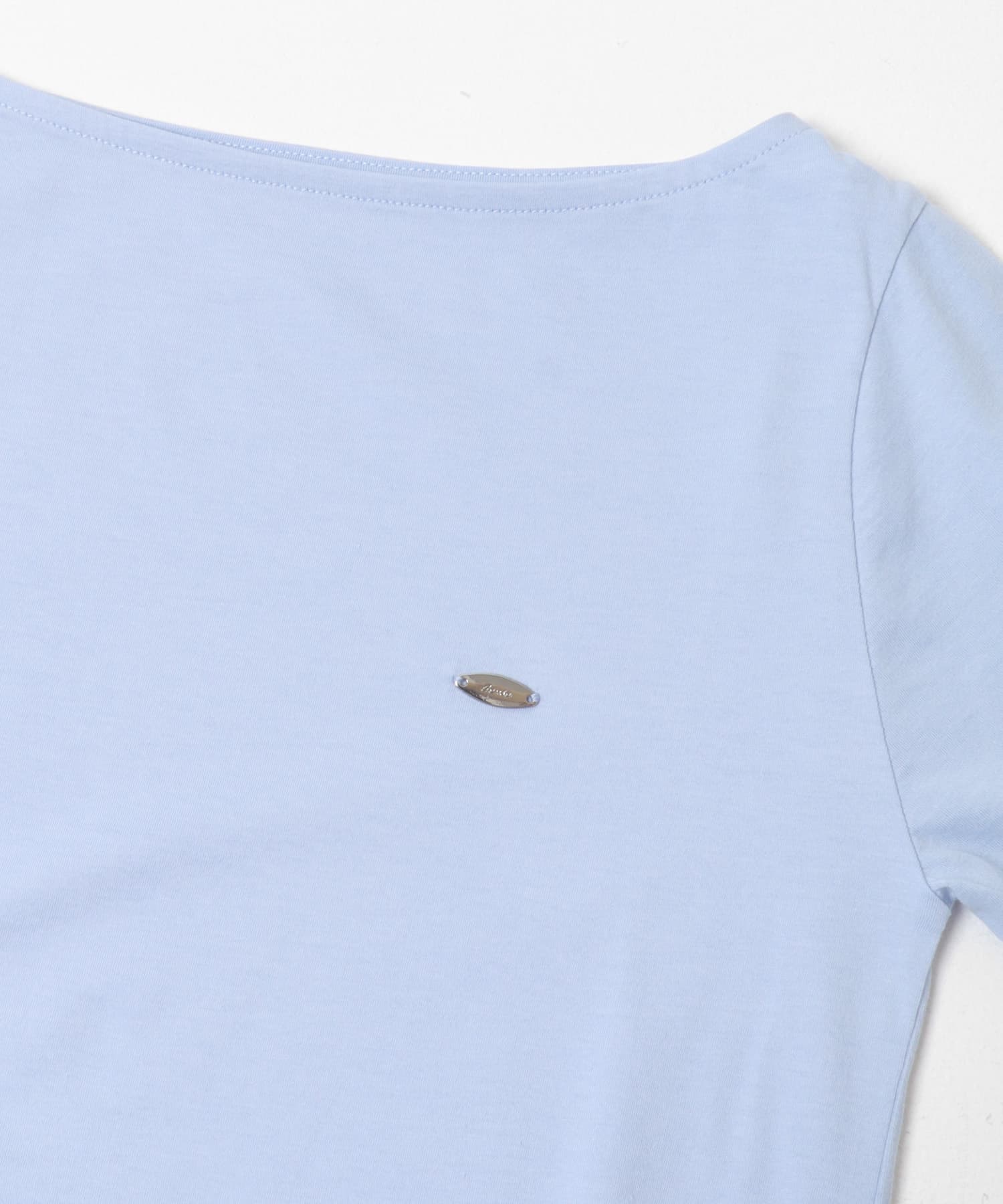 ストレートボートネックシアーTシャツ L.BLUE One