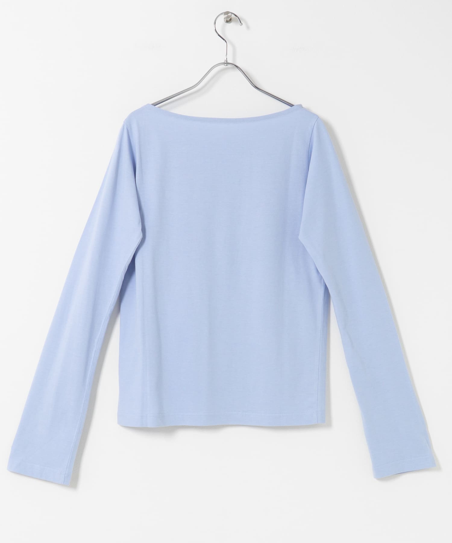 ストレートボートネックシアーTシャツ L.BLUE One