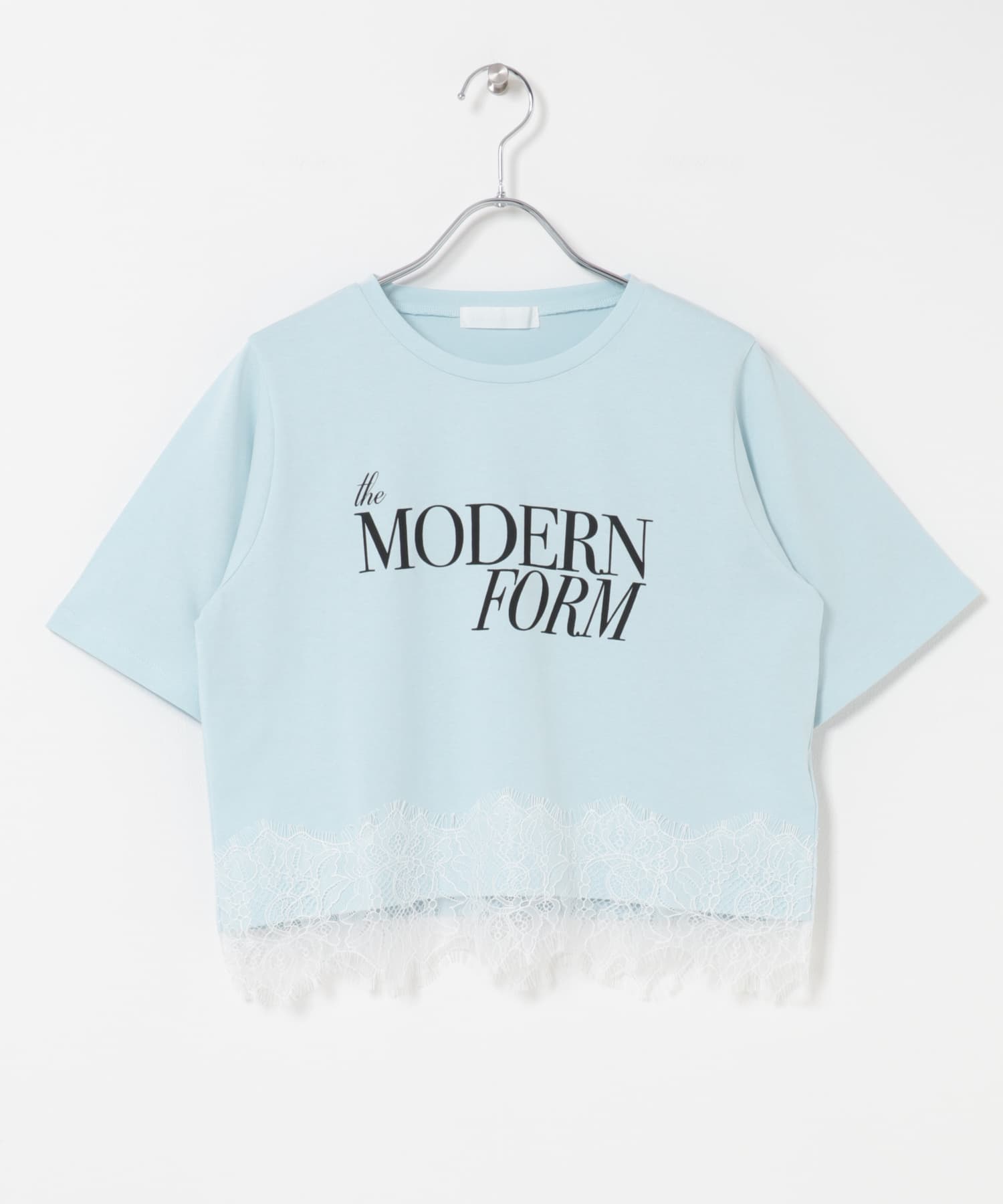 クロップドレースロゴTシャツ(半袖) L.BLUE One