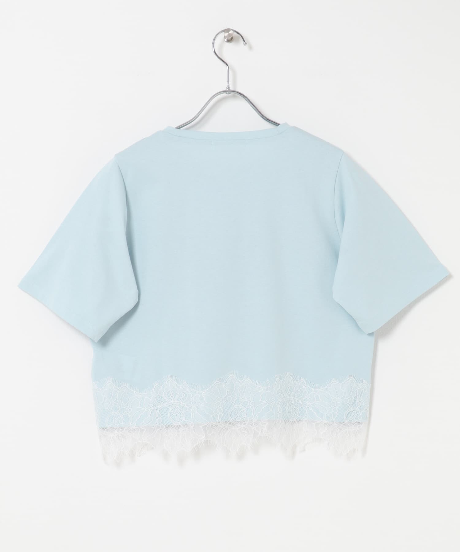 クロップドレースロゴTシャツ(半袖) L.BLUE One