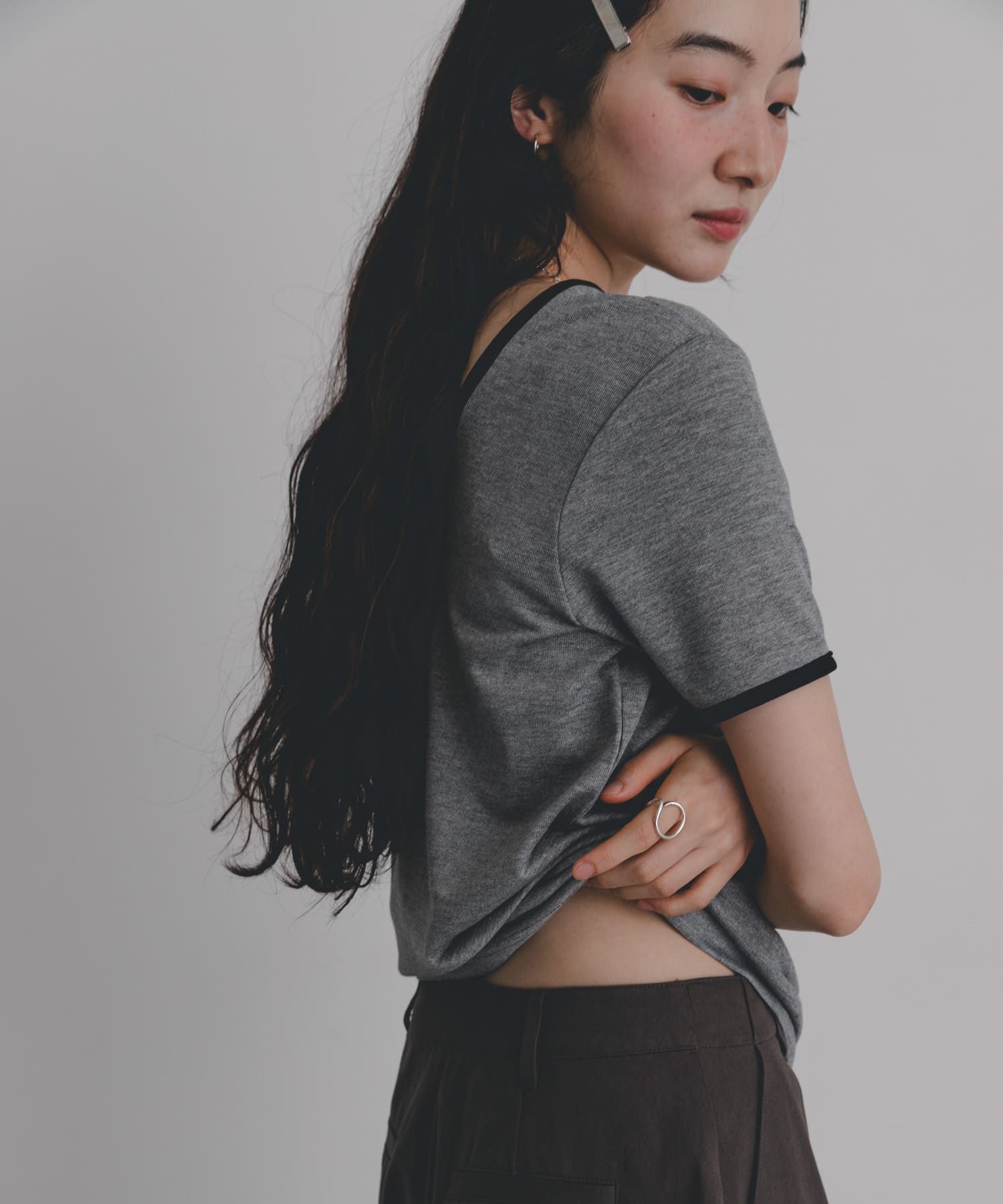 バックオープンリンガーTシャツ(半袖)