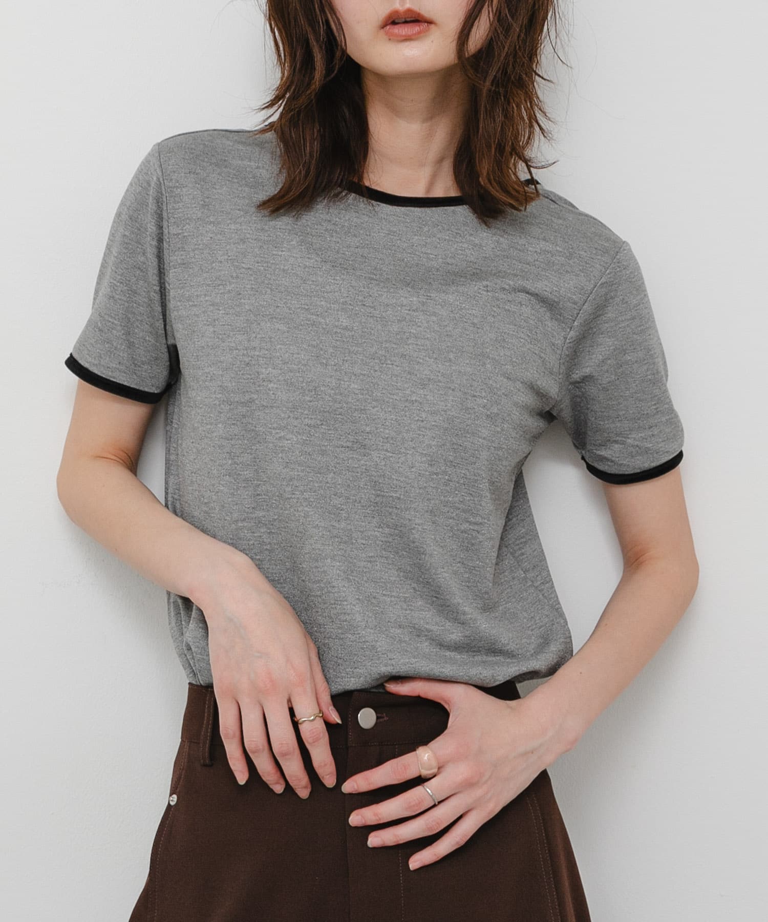 バックオープンリンガーTシャツ(半袖)