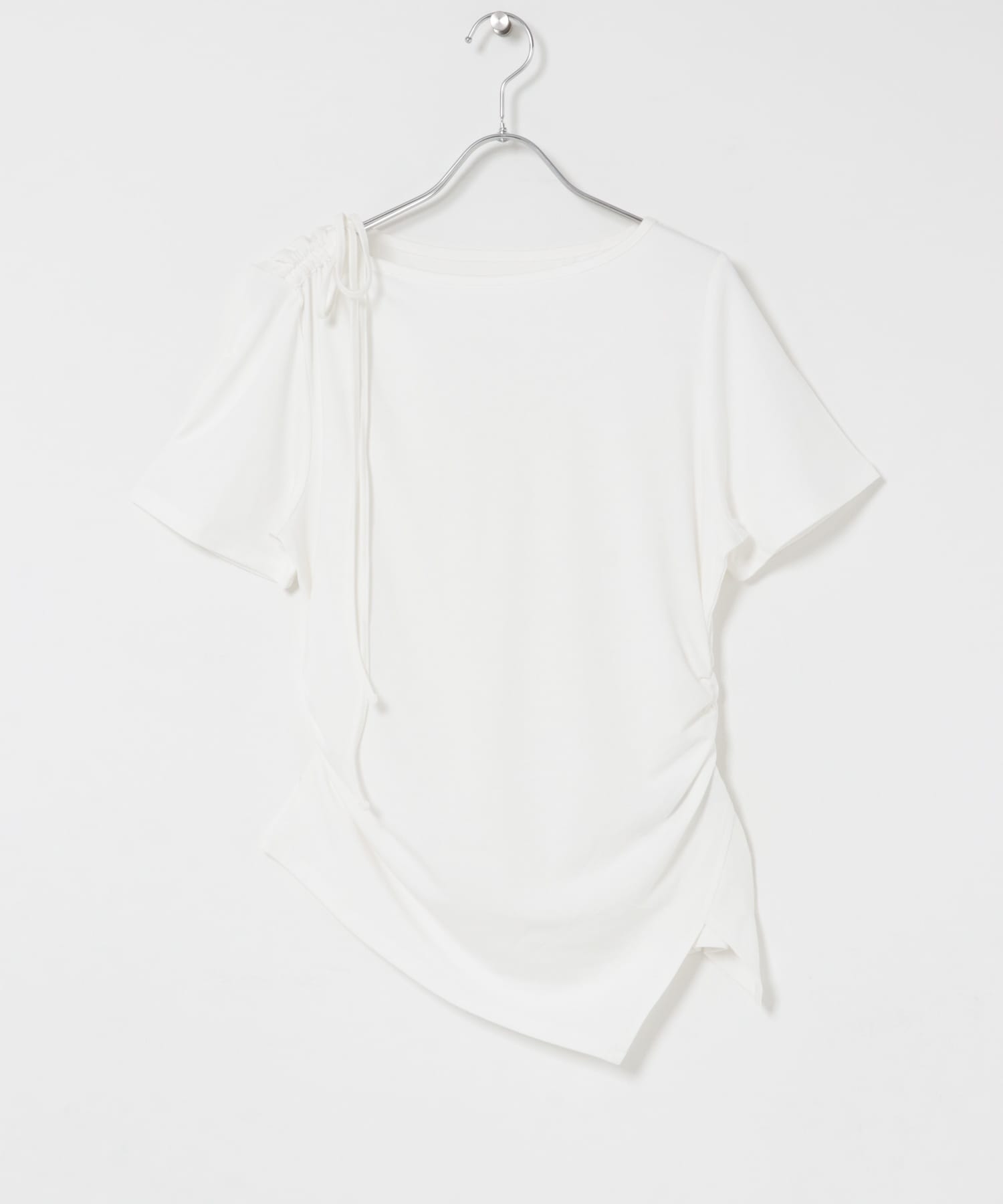 アシメデザインTシャツ(半袖) OFF WHITE One