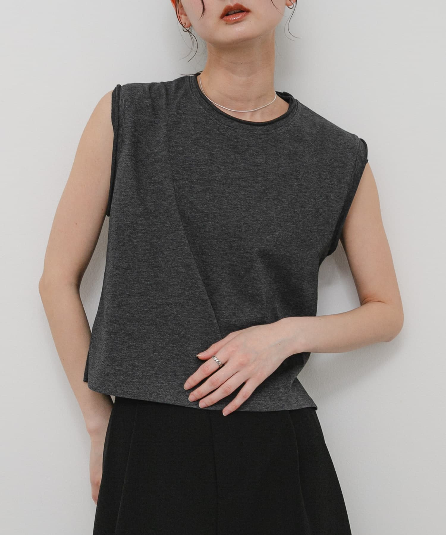 『汗ジミ防止』SKINProofノースリーブロールTシャツ