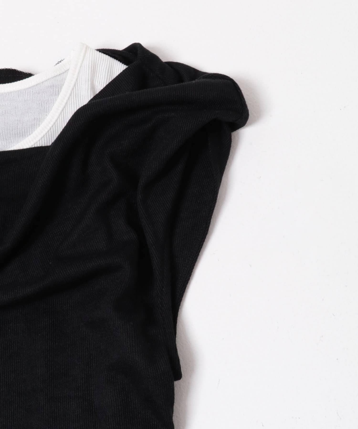 レイヤードドレープカットソー BLACK One